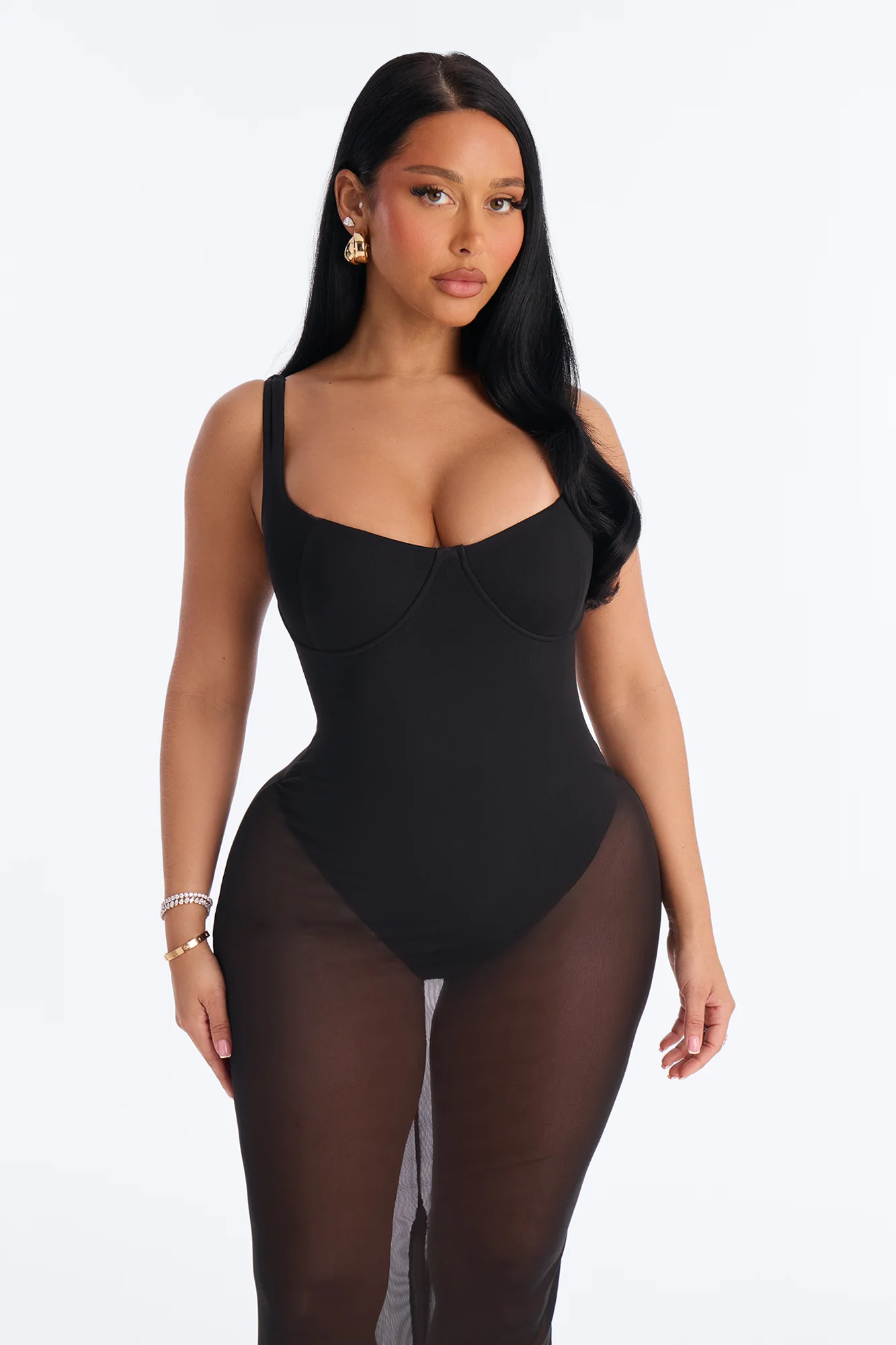 Eyes Up Here Mesh Maxi Dress - Black - Image 2