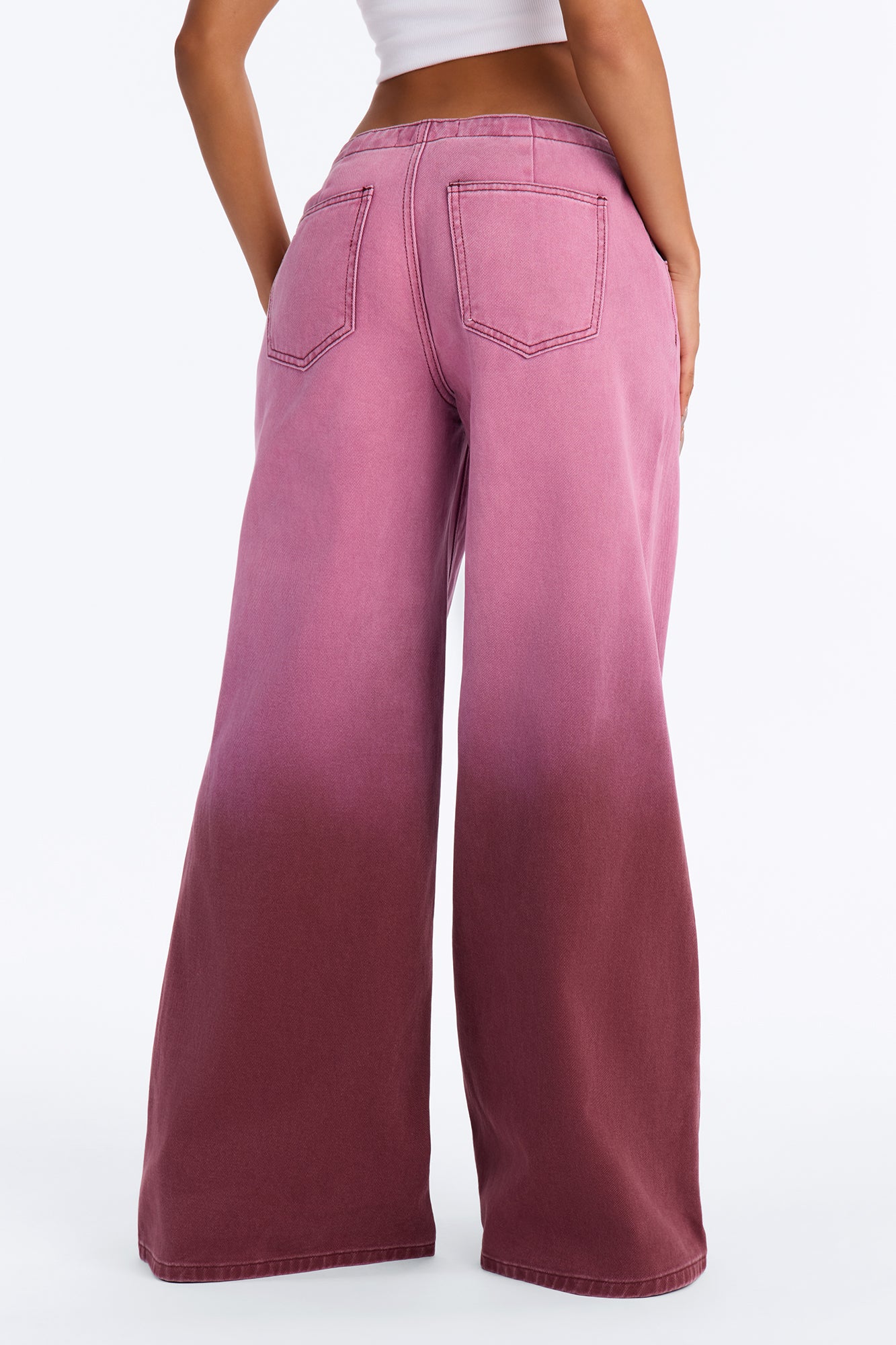 Fade Into You Wide Leg Frayed Pant - Wine - Image 4
