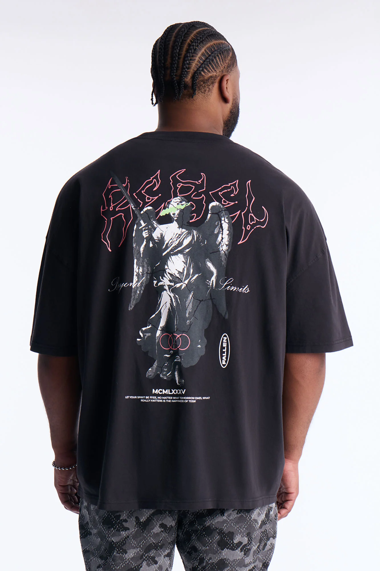 Fallen But Not Lost Oversized Short Sleeve Tee - Black Wash - Image 5