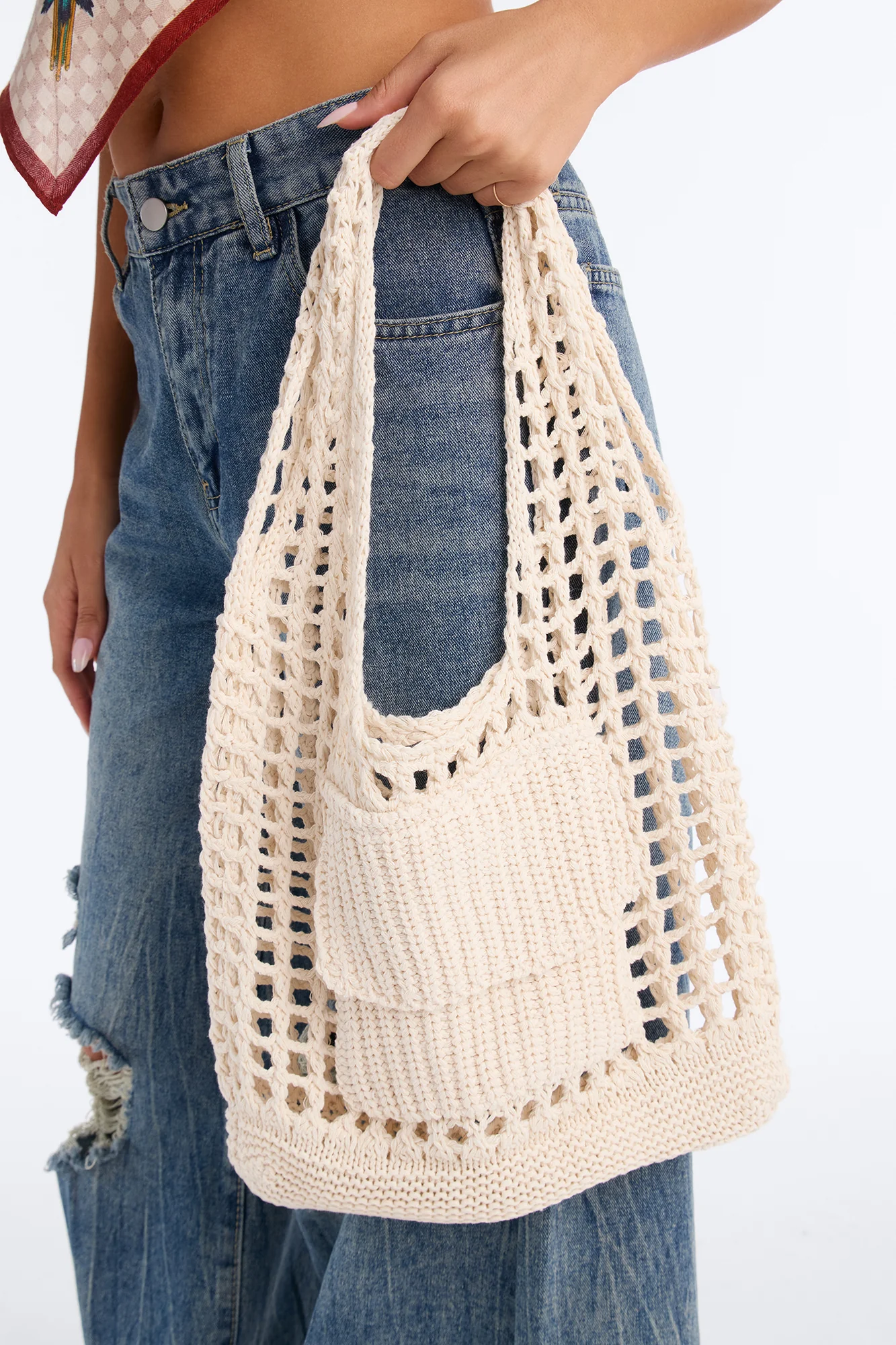Farmer's Market Stroll Crochet Bag - Ivory