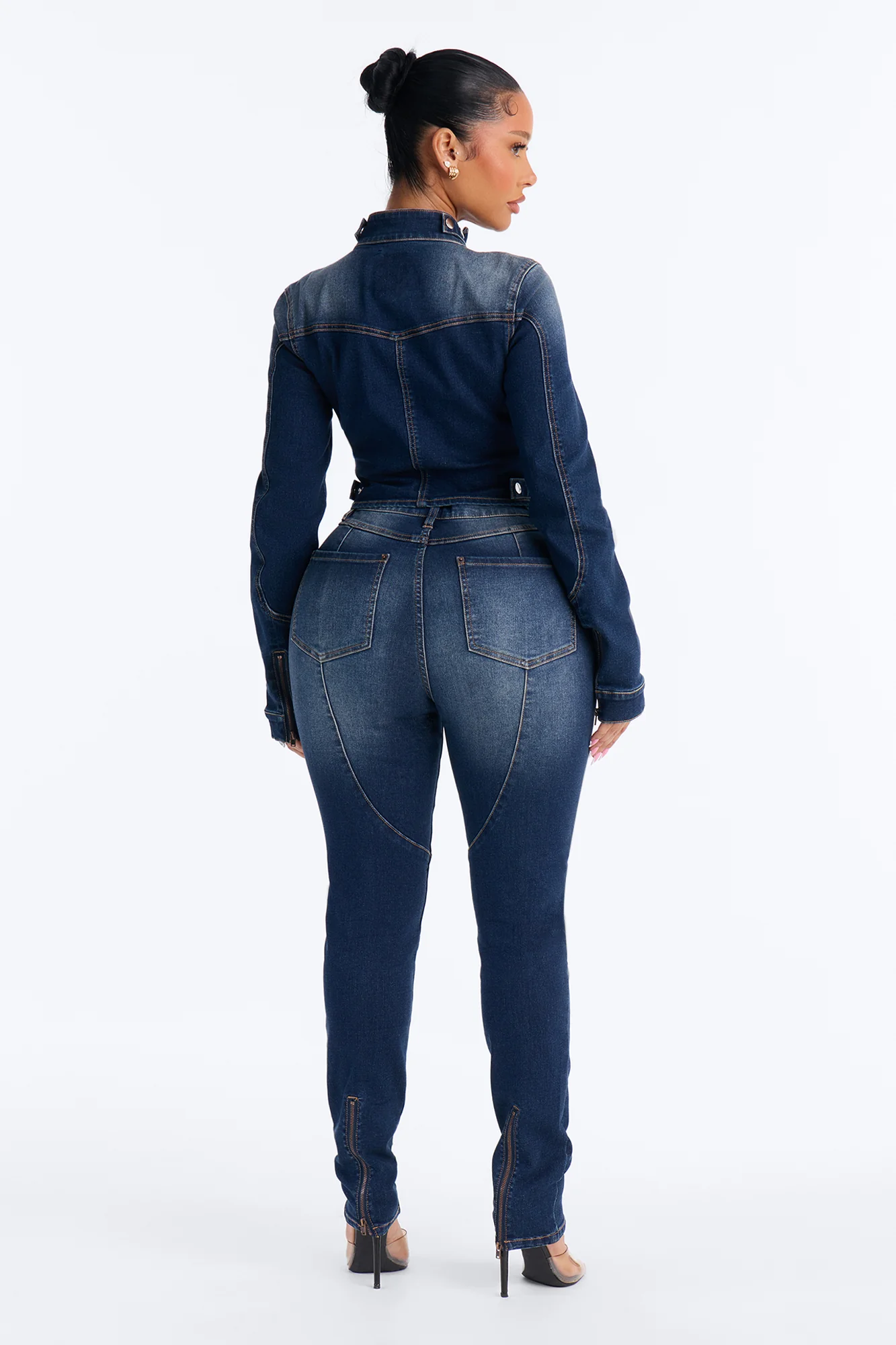 Fast Lane High Rise Stretch Skinny Moto Jeans - Dark Wash - Image 3