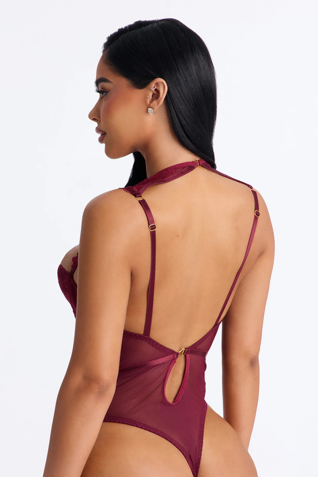 Favorite Part Lace Teddy - Burgundy - Image 4