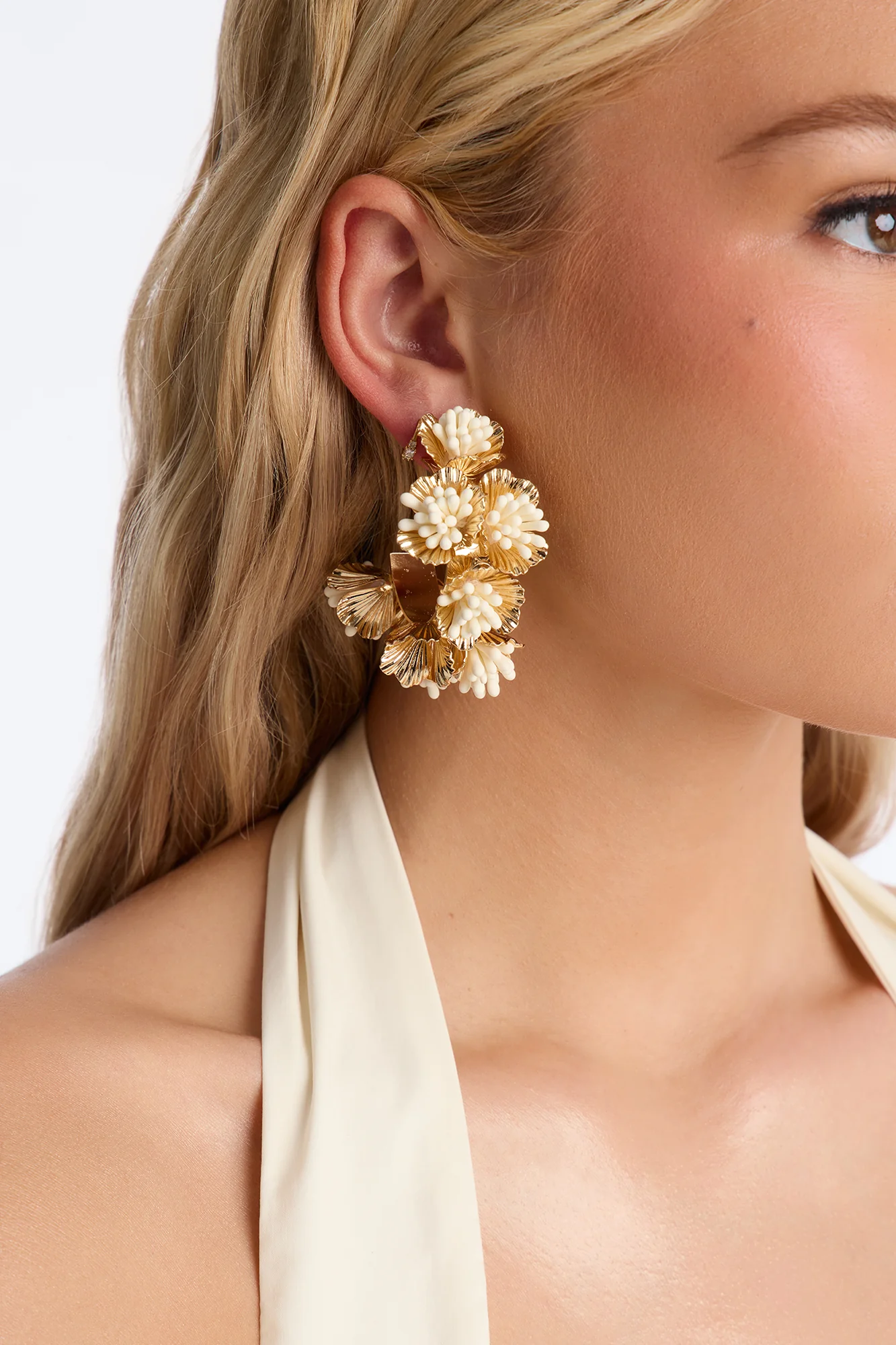 Favorite Season Floral Hoop Earrings - Gold/combo