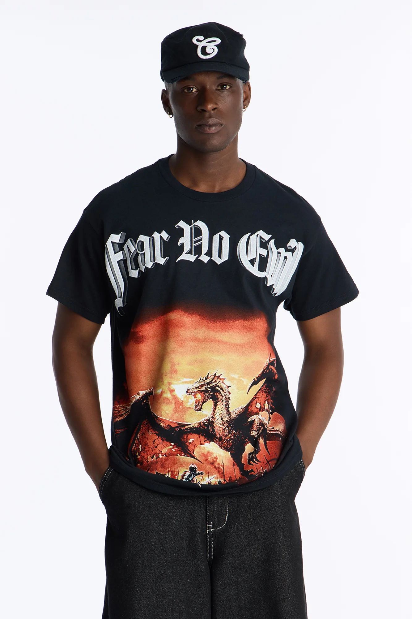 Fear No Evil Oversized Short Sleeve Tee - Black