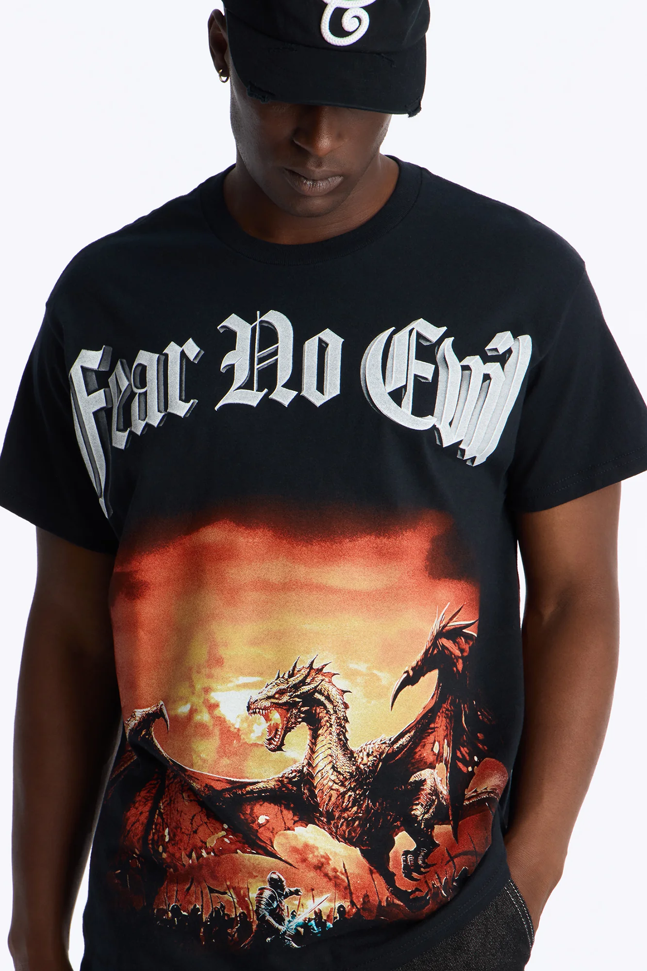 Fear No Evil Oversized Short Sleeve Tee - Black - Image 3