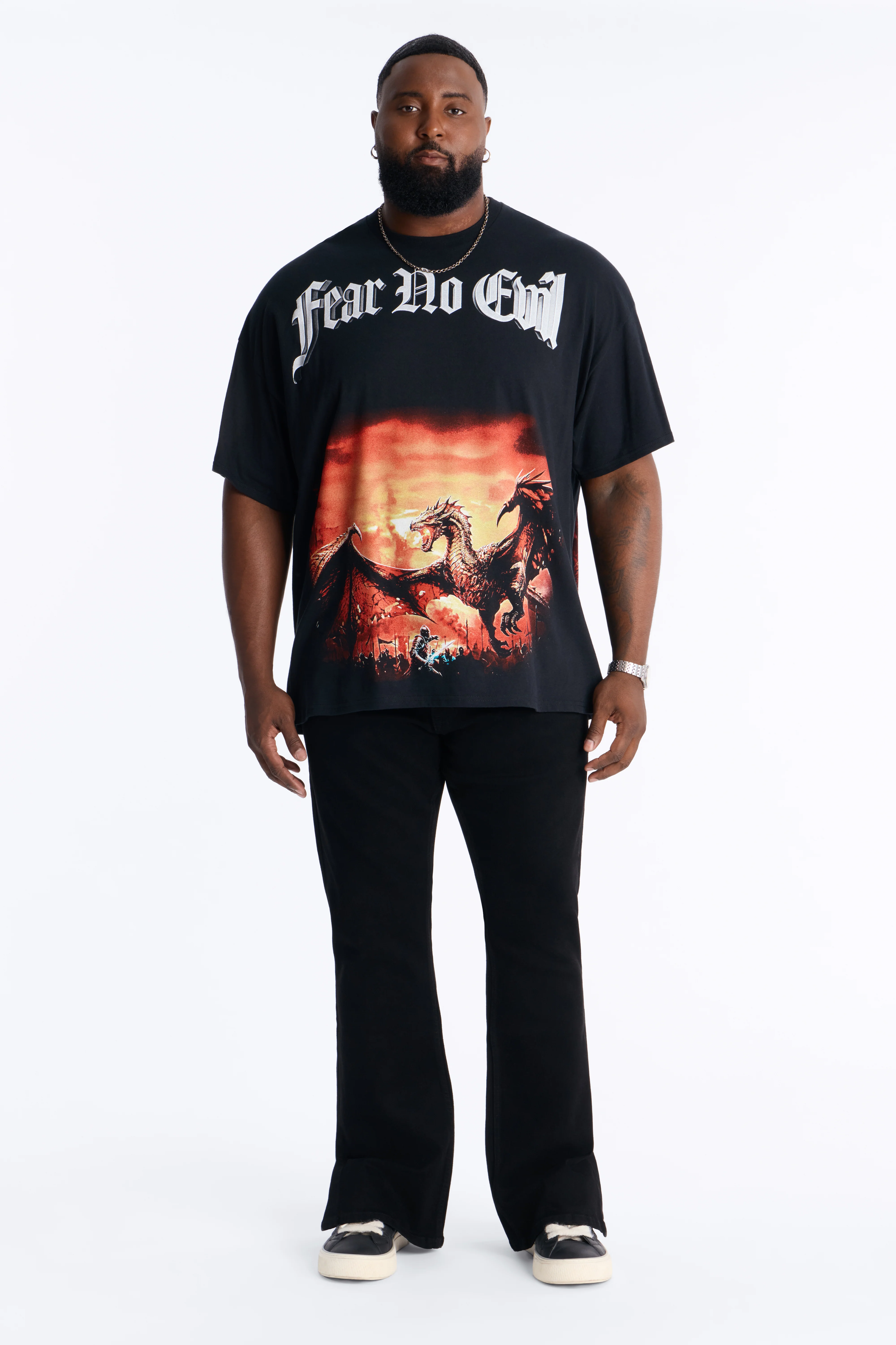 Fear No Evil Oversized Short Sleeve Tee - Black - Image 6