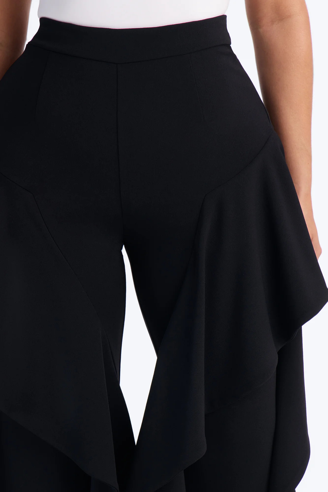 Feel the Rythm High Waisted Ruffle Trouser - Black - Image 4