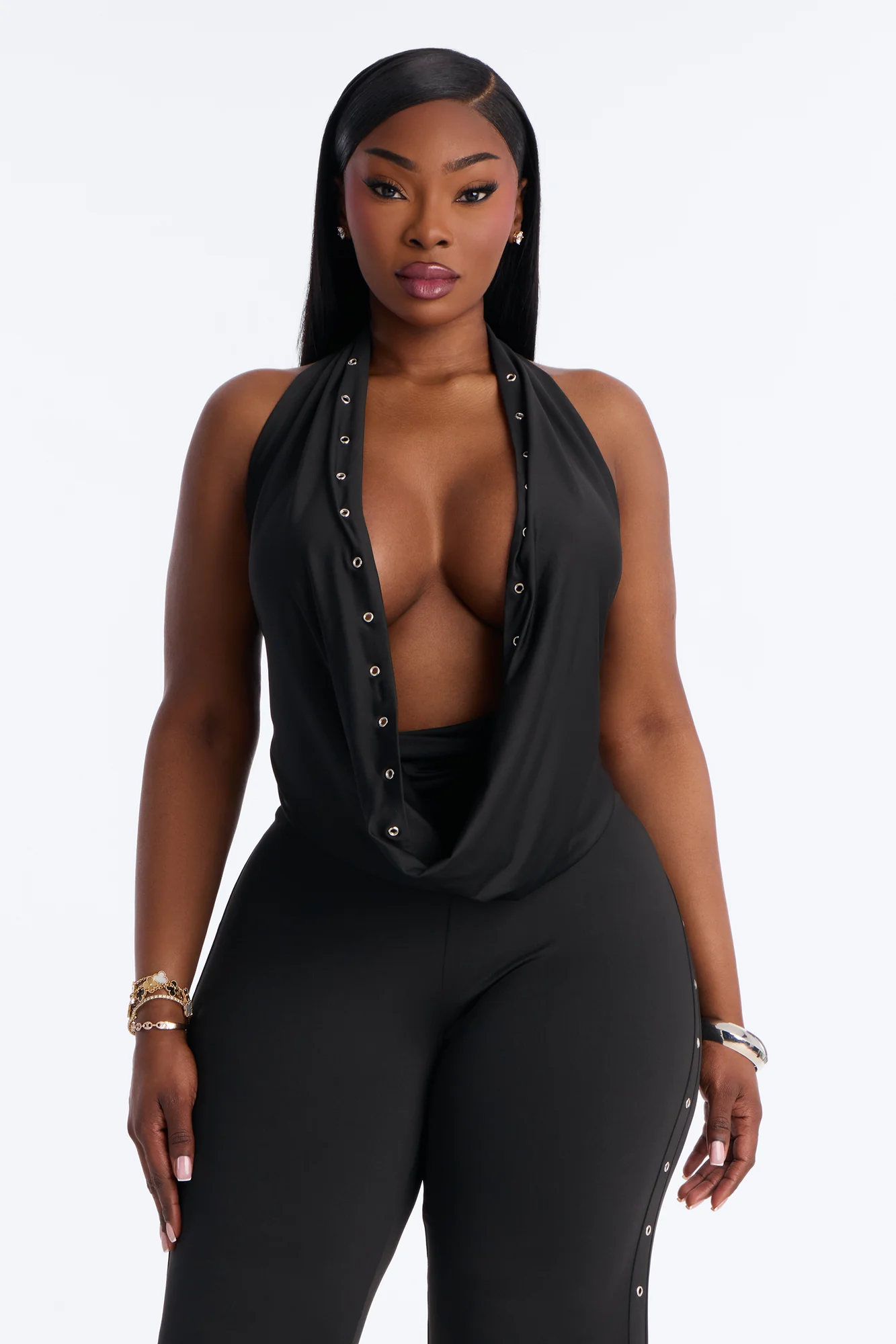 Festival Night Backless Wide Leg Jumpsuit - Black - Image 5