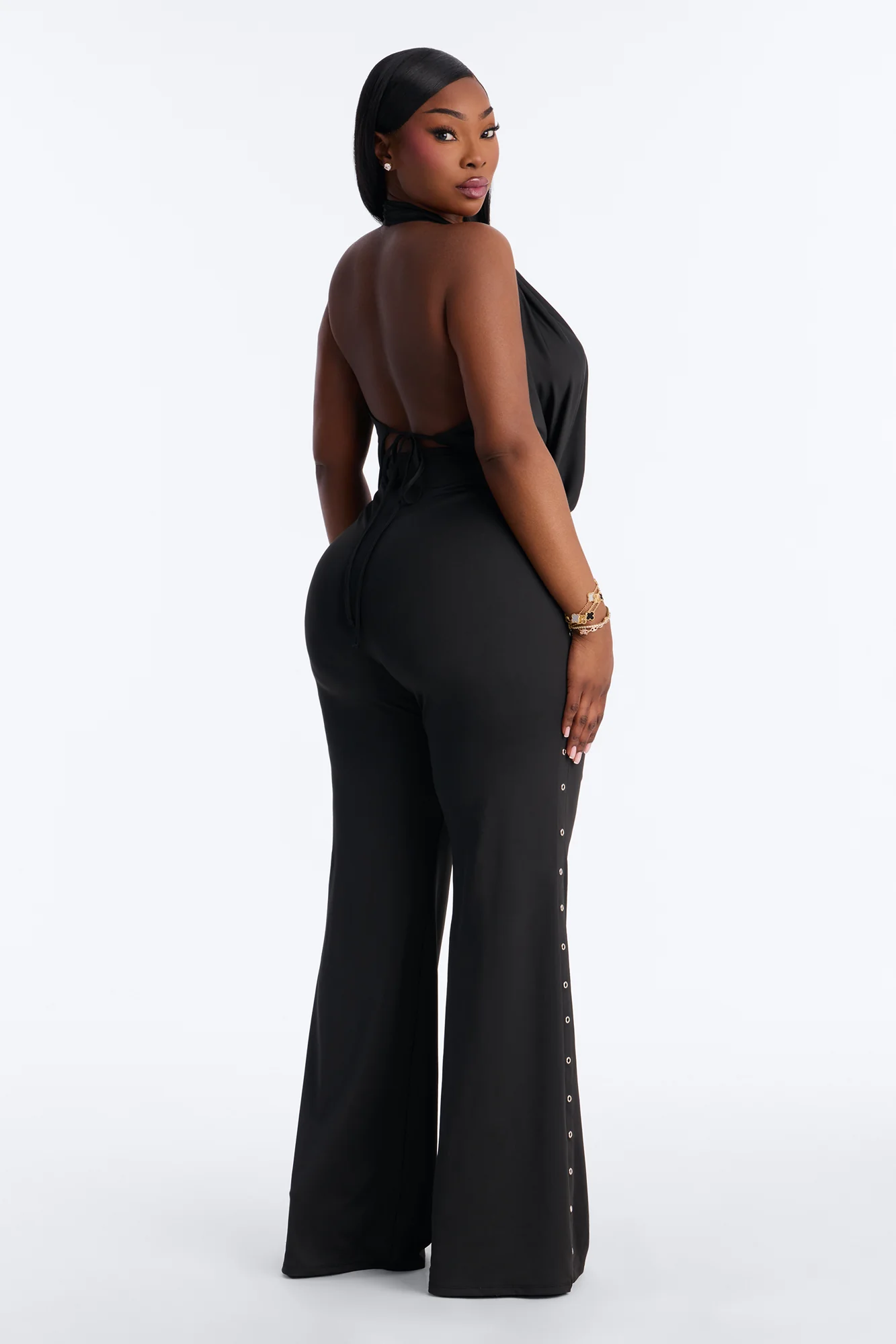 Festival Night Backless Wide Leg Jumpsuit - Black - Image 7