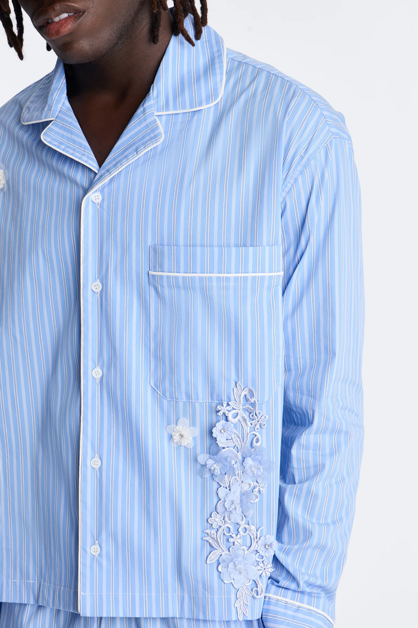 Field Notes Cuban Collar Button Up Shirt - Blue/combo - Image 3