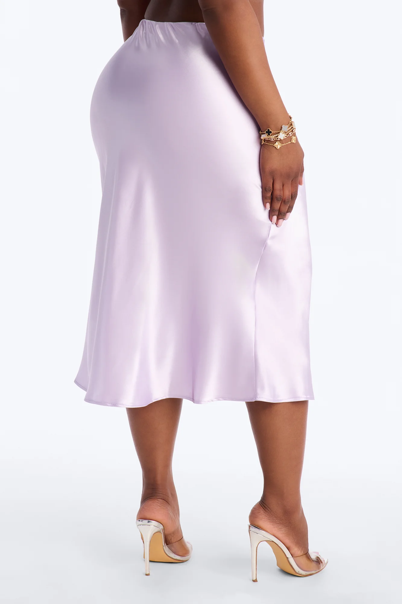 Finer Things Satin Midi Skirt - Lavender - Image 4