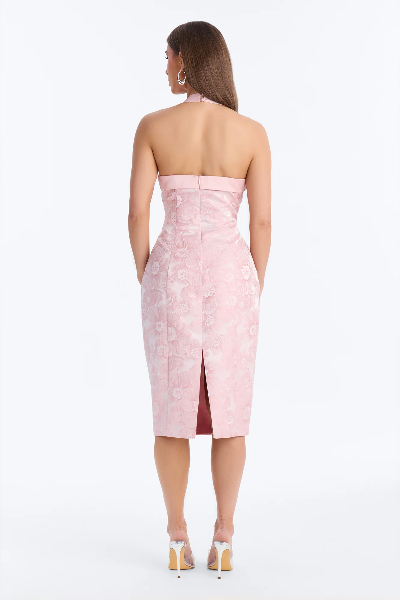 Fiona Floral Jacquard Midi Dress - Pink - Image 3