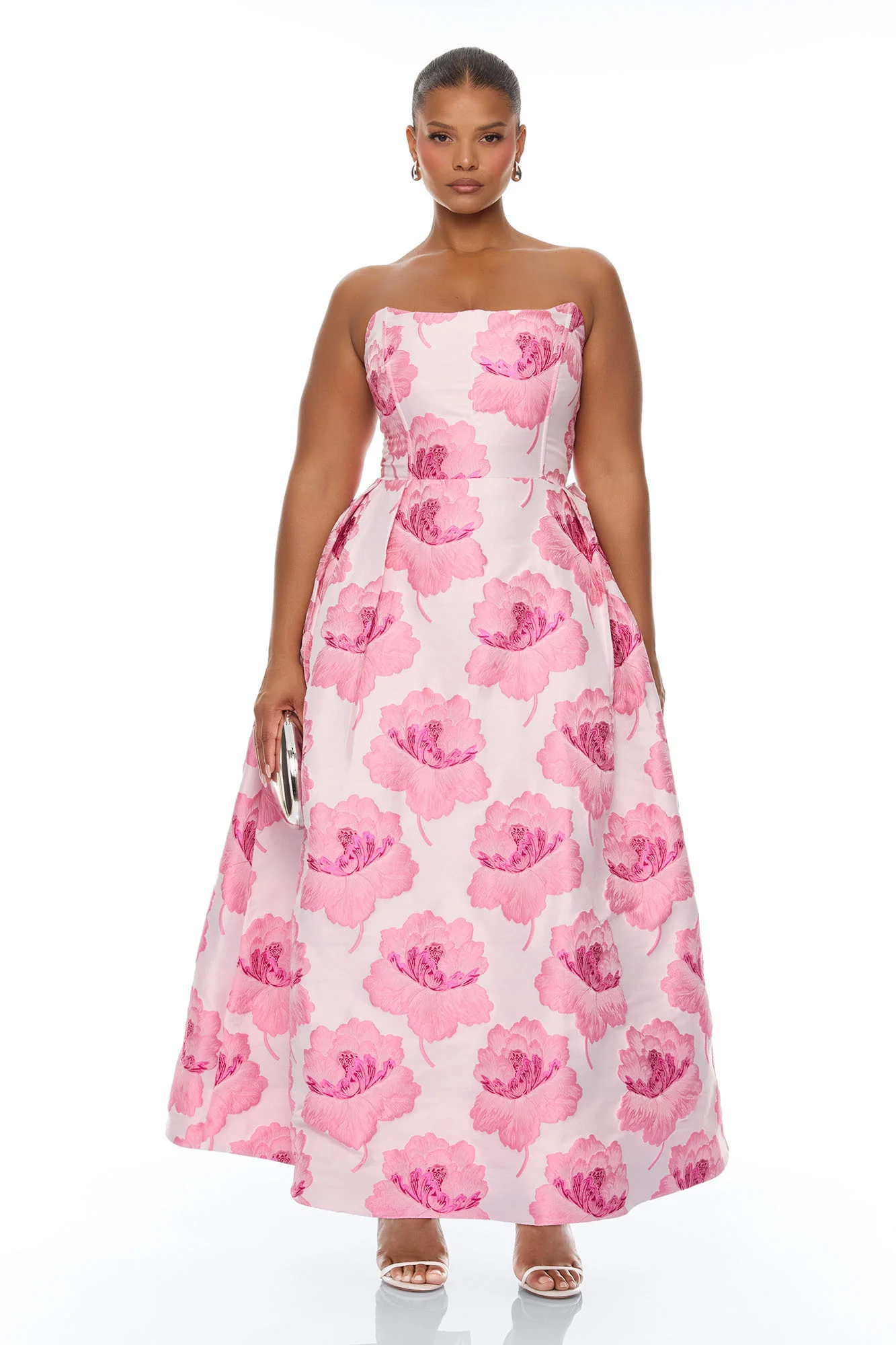 Fiora Strapless Jacquard Maxi Dress - Pink - Image 5