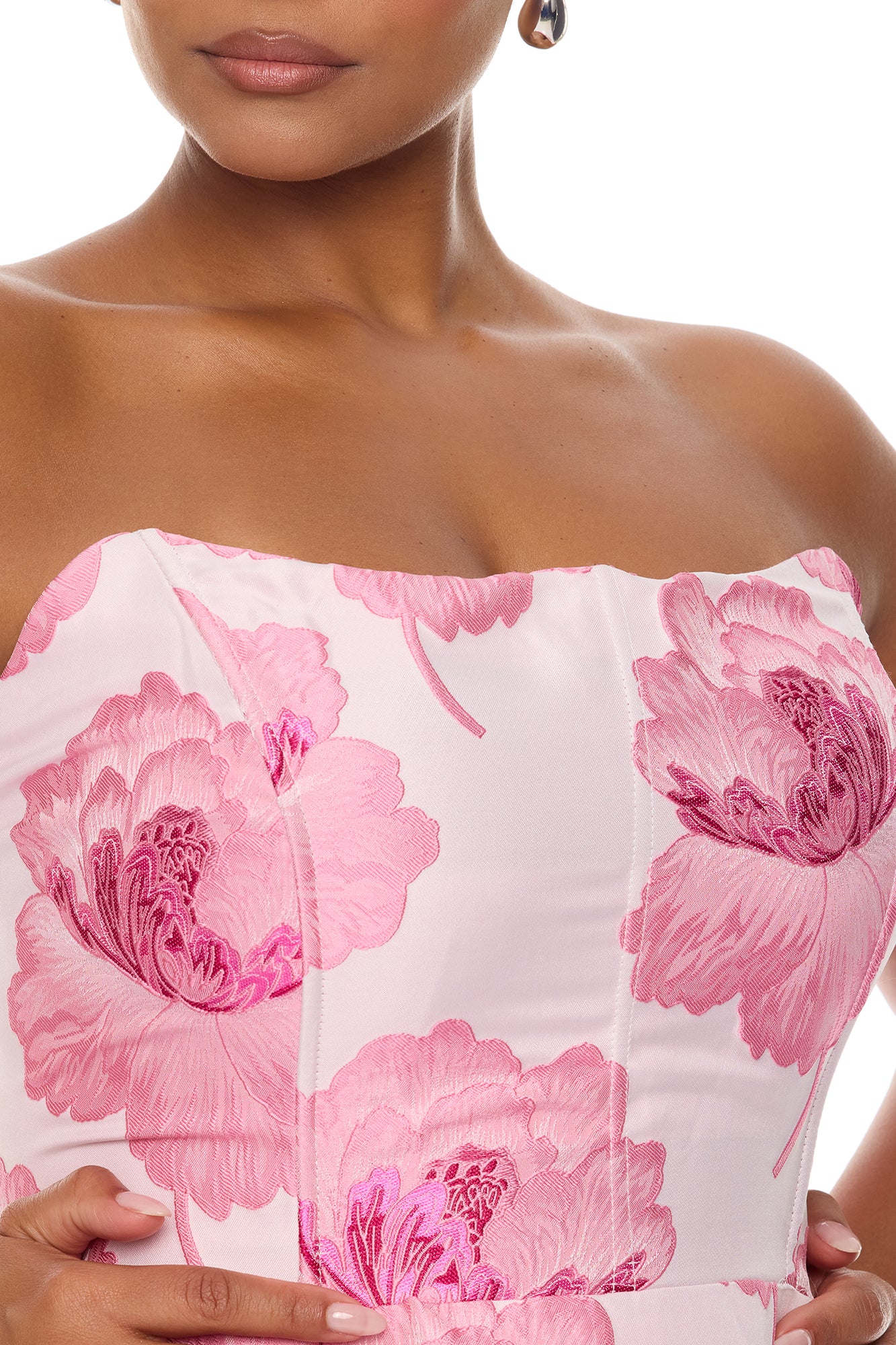 Fiora Strapless Jacquard Maxi Dress - Pink - Image 7