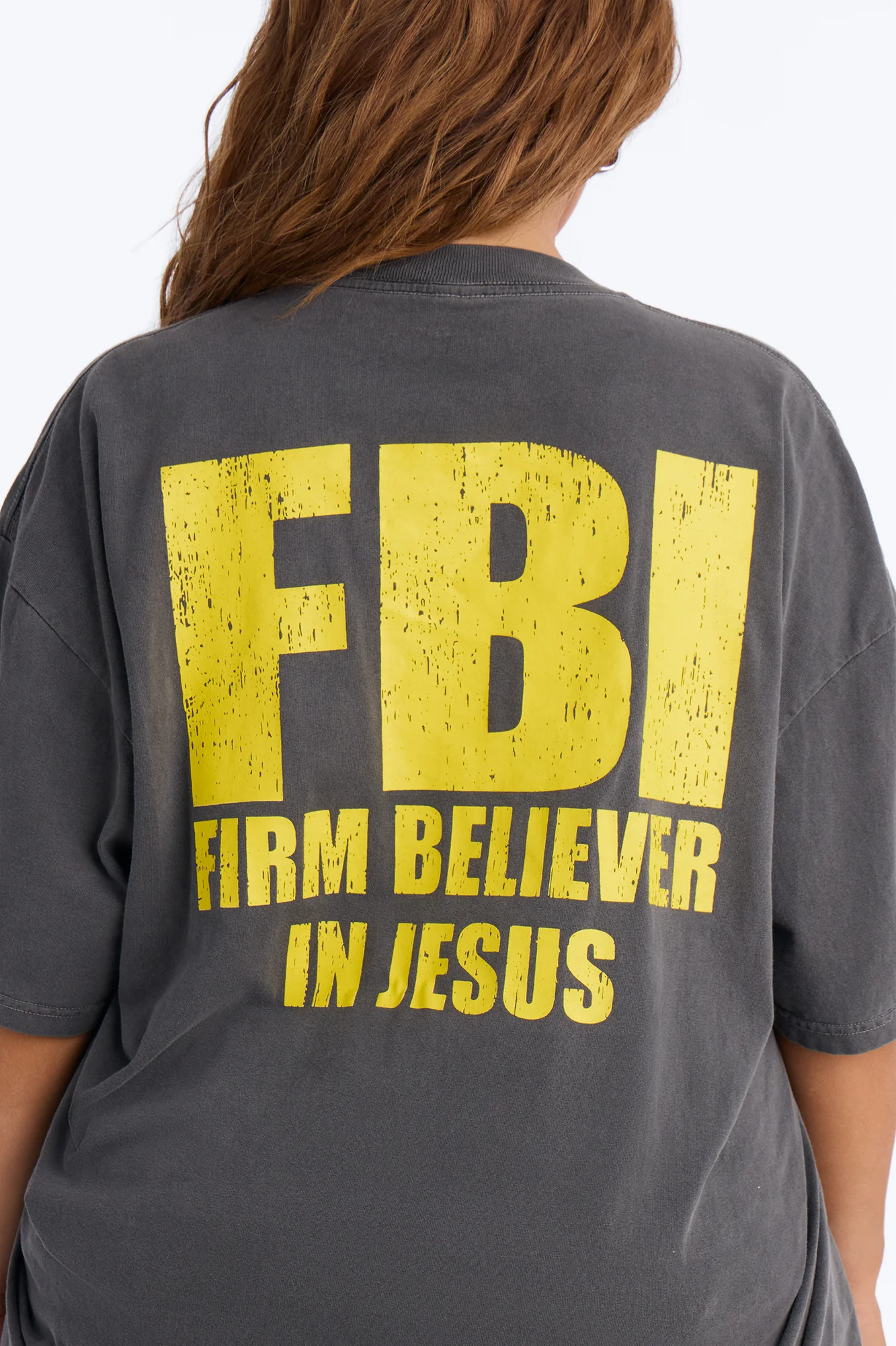 Firm Believer In Jesus Washed Oversized Tee - Black - Image 7