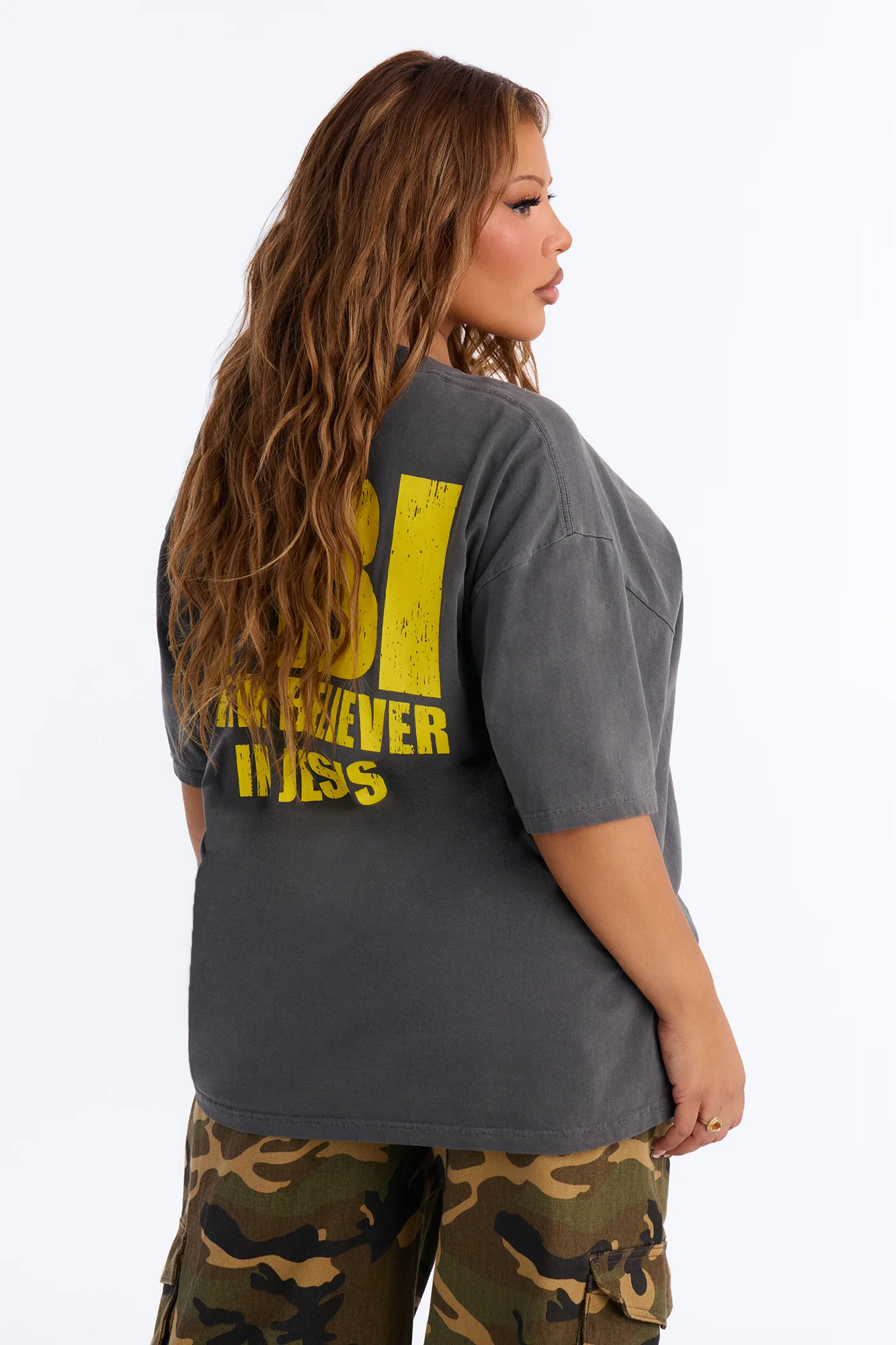 Firm Believer In Jesus Washed Oversized Tee - Black - Image 8