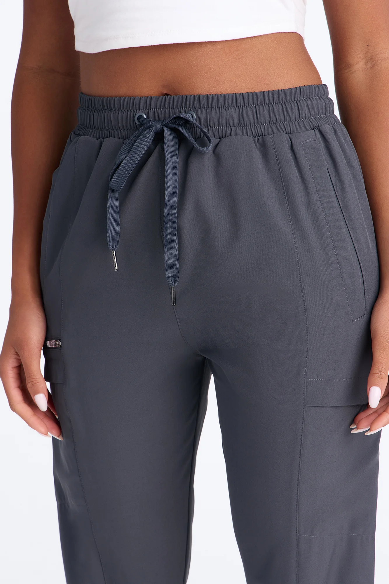First Call 4 Way Stretch 7 Pocket Cargo Jogger Scrub Bottoms - Charcoal - Image 3