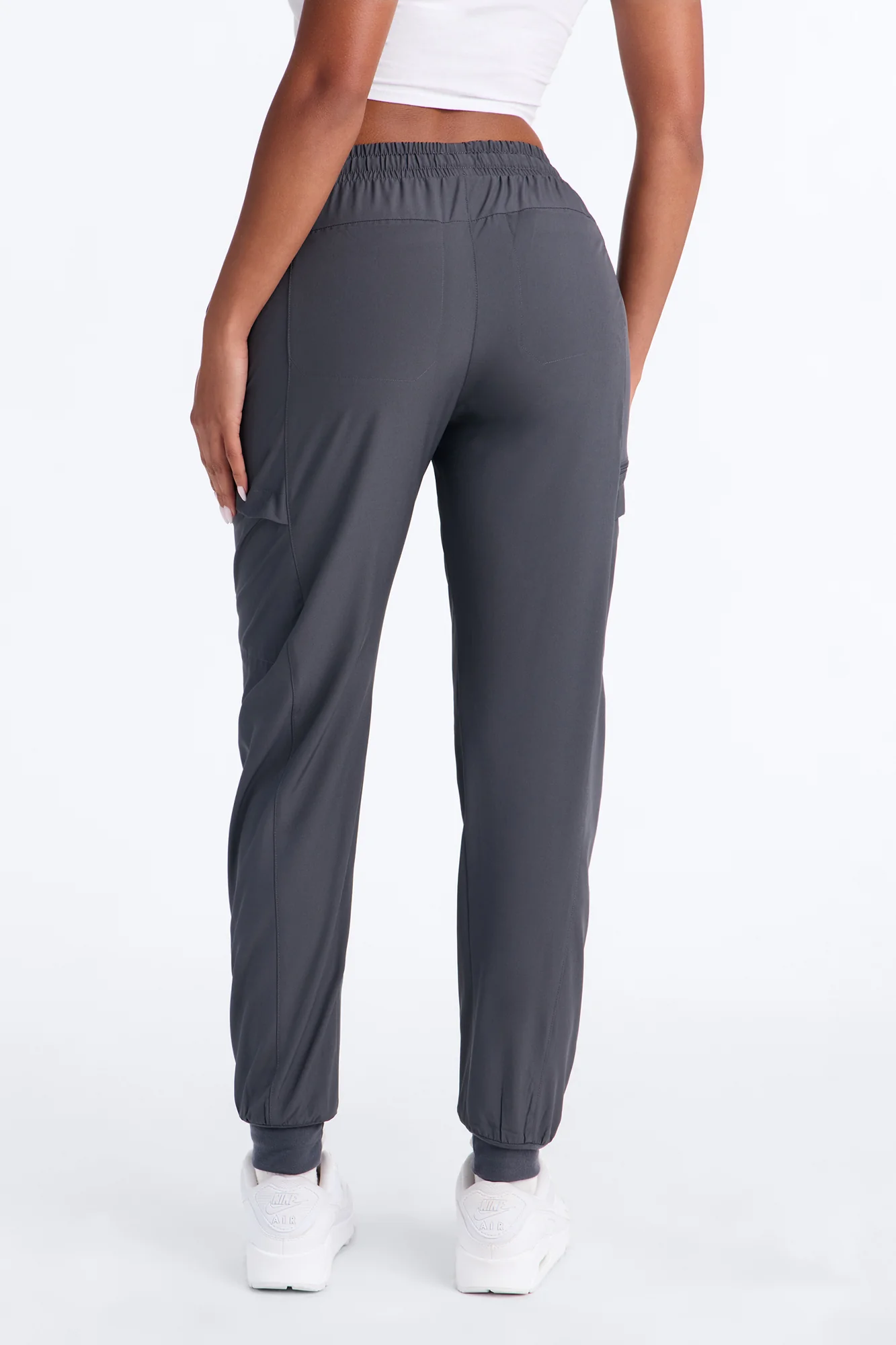 First Call 4 Way Stretch 7 Pocket Cargo Jogger Scrub Bottoms - Charcoal - Image 4