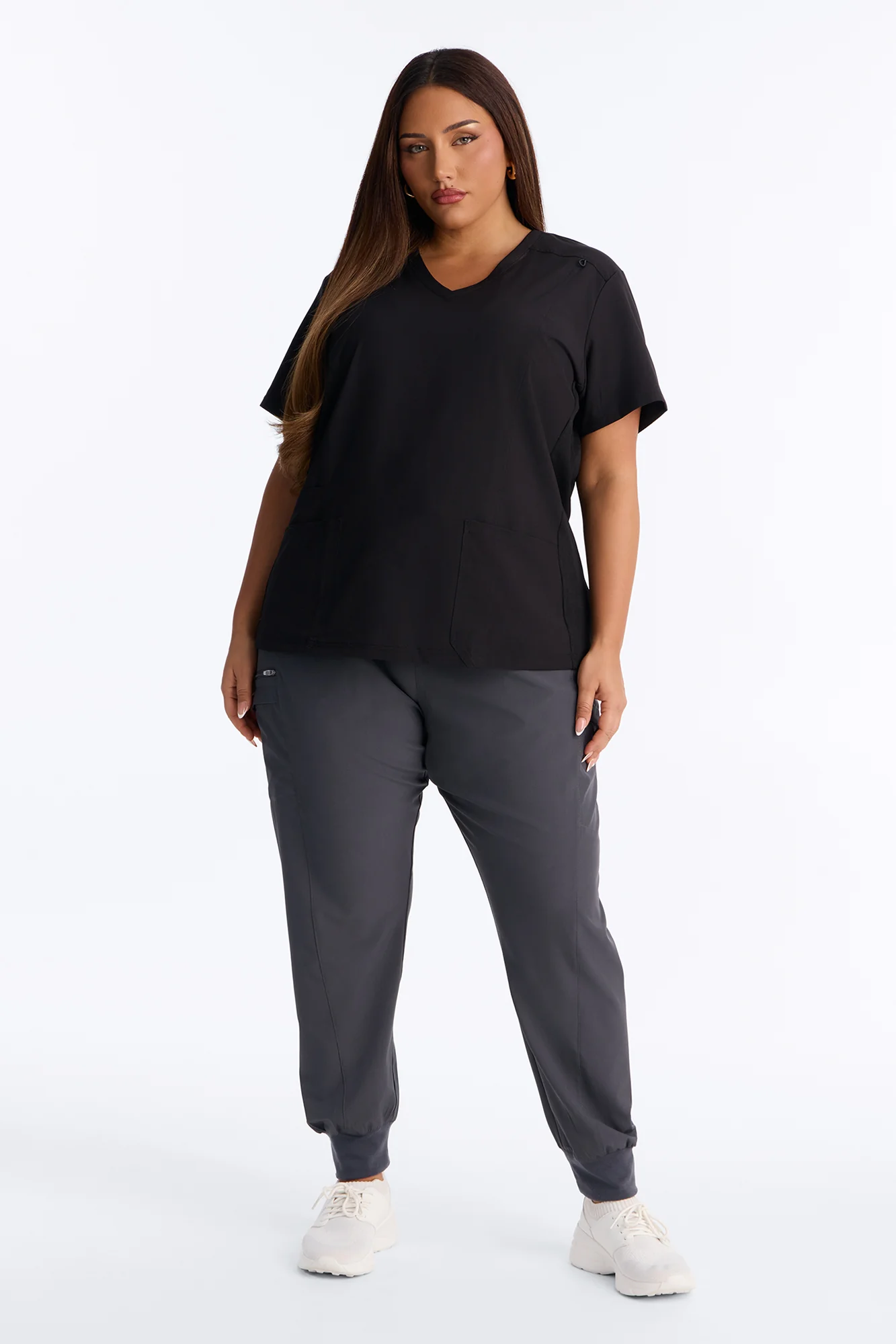 First Call 4 Way Stretch 7 Pocket Cargo Jogger Scrub Bottoms - Charcoal - Image 5