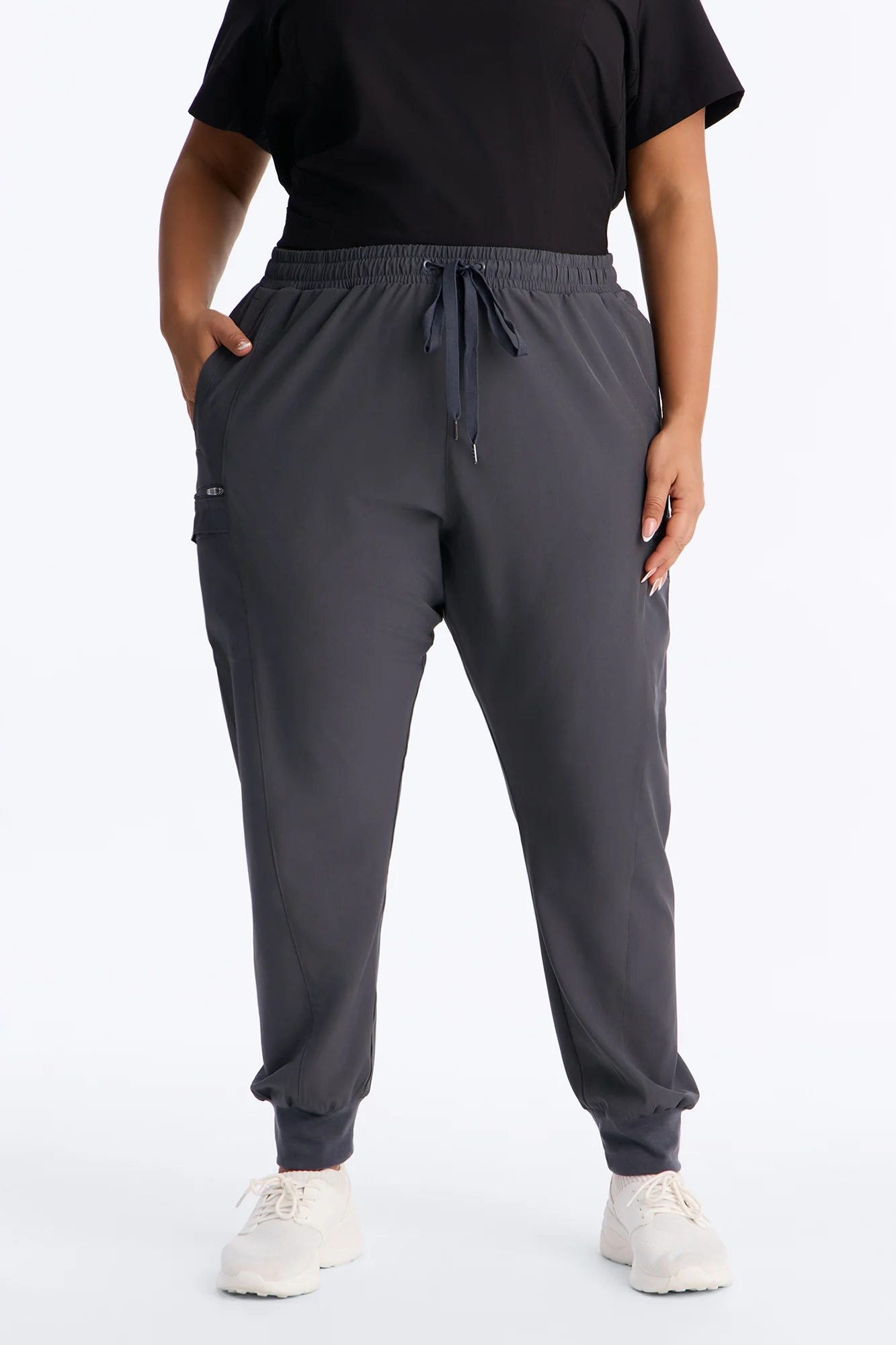 First Call 4 Way Stretch 7 Pocket Cargo Jogger Scrub Bottoms - Charcoal - Image 6