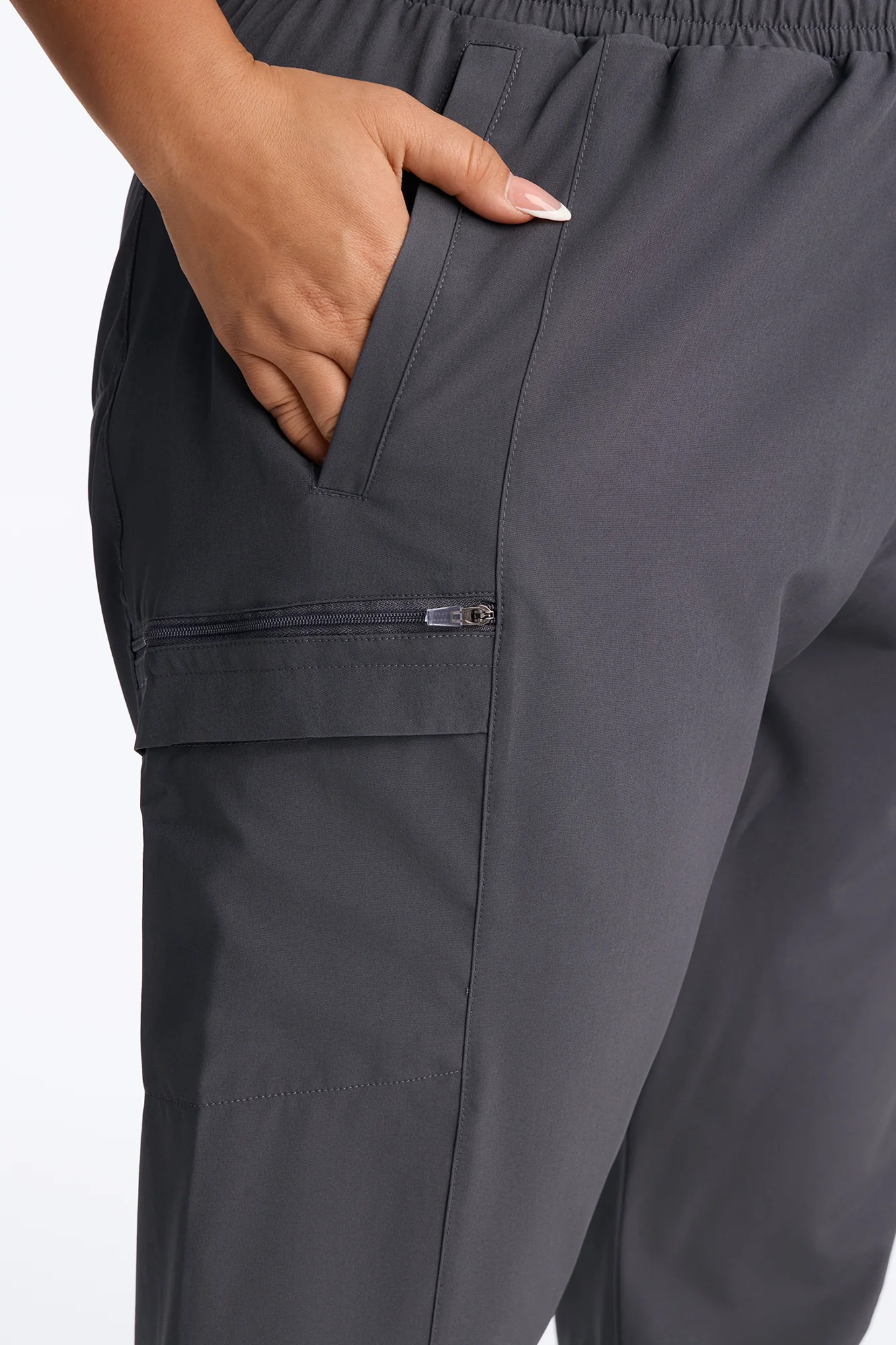 First Call 4 Way Stretch 7 Pocket Cargo Jogger Scrub Bottoms - Charcoal - Image 7