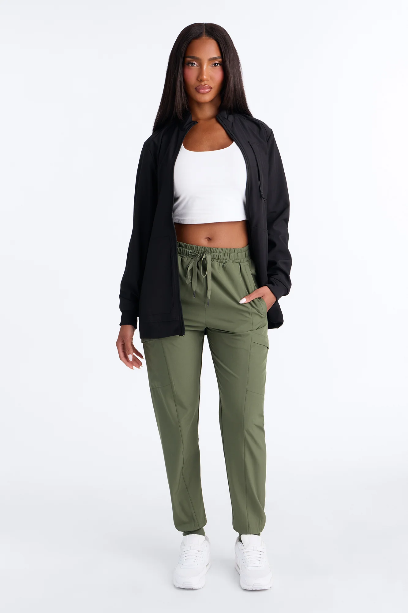 First Call 4 Way Stretch 7 Pocket Cargo Jogger Scrub Bottoms - Olive