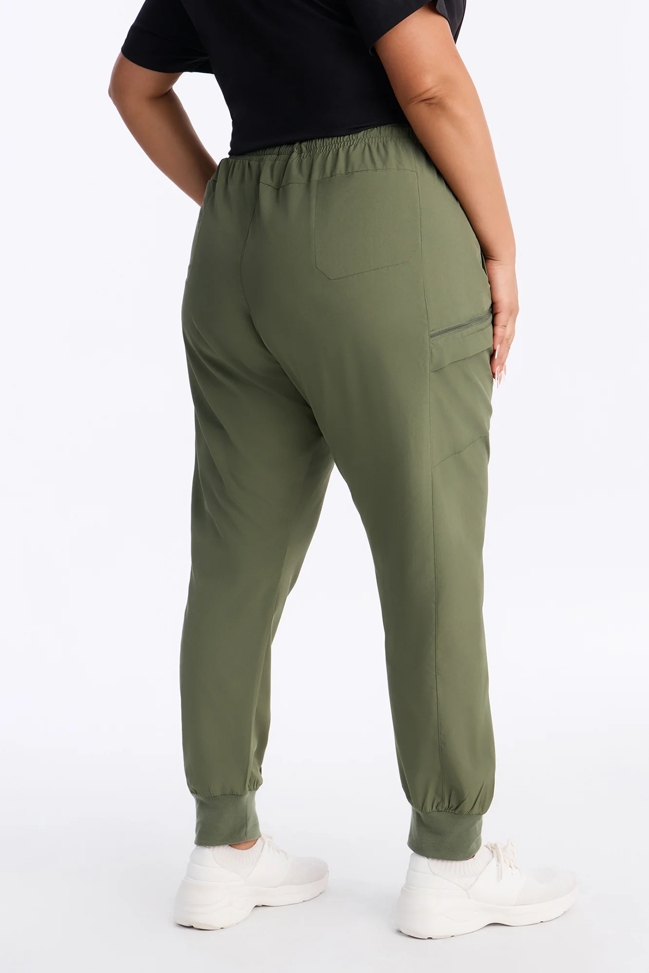 First Call 4 Way Stretch 7 Pocket Cargo Jogger Scrub Bottoms - Olive - Image 7