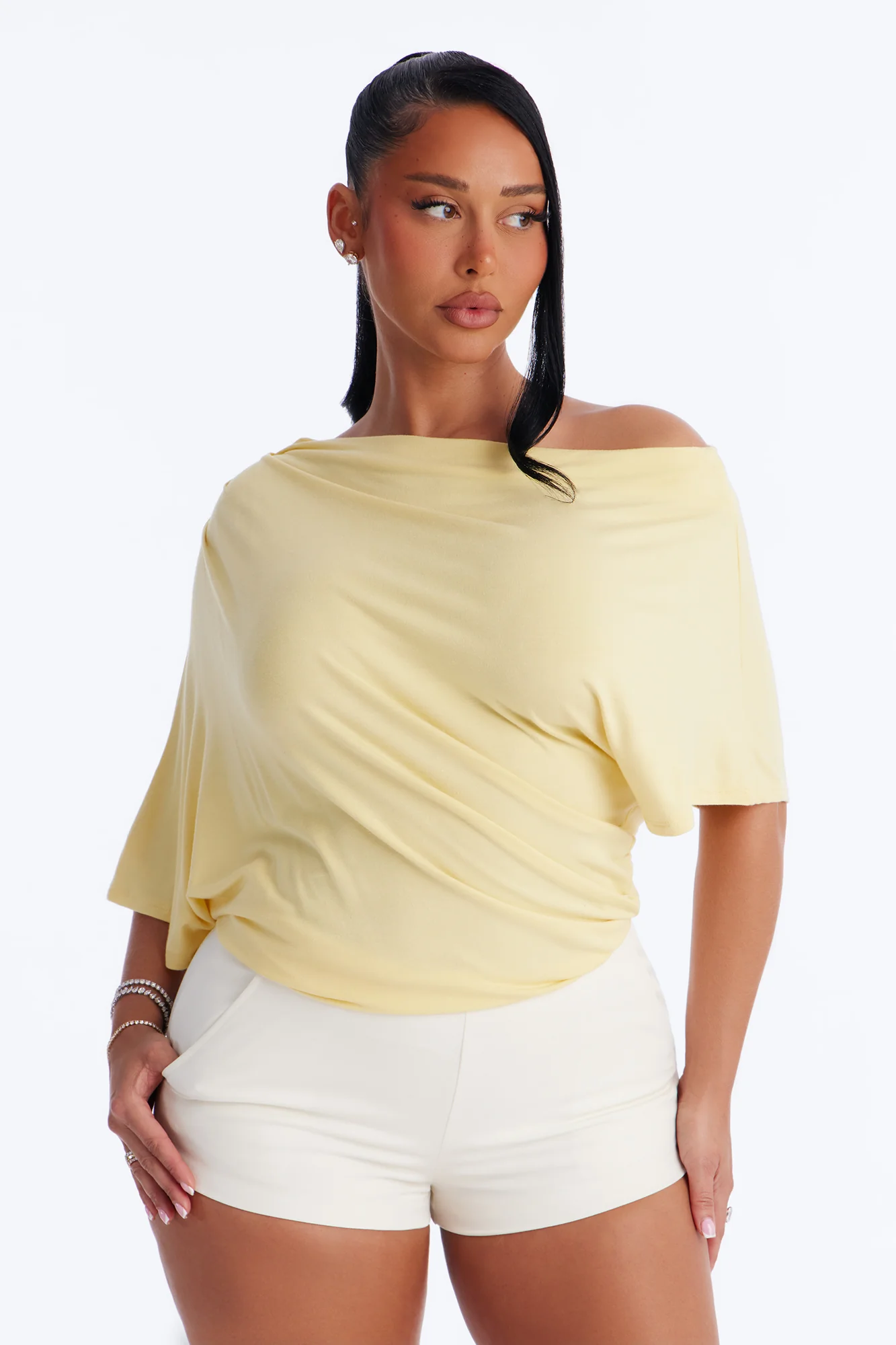 Flatter Me Off Shoulder Bodysuit - Butter Yellow - Image 3