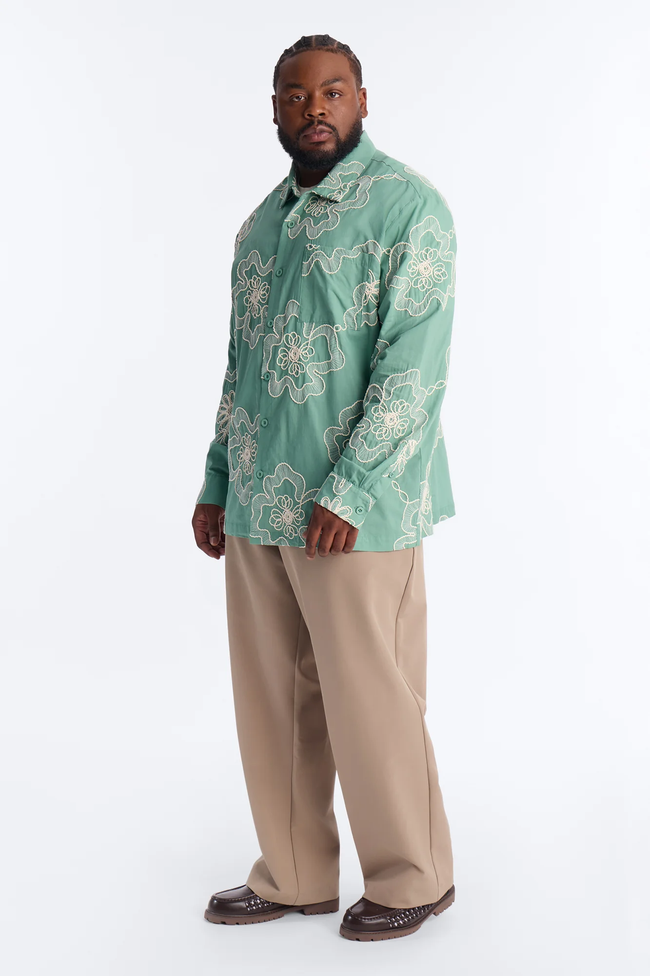 Fleur Entwine Long Sleeve Button Up Shirt - Mint - Image 6