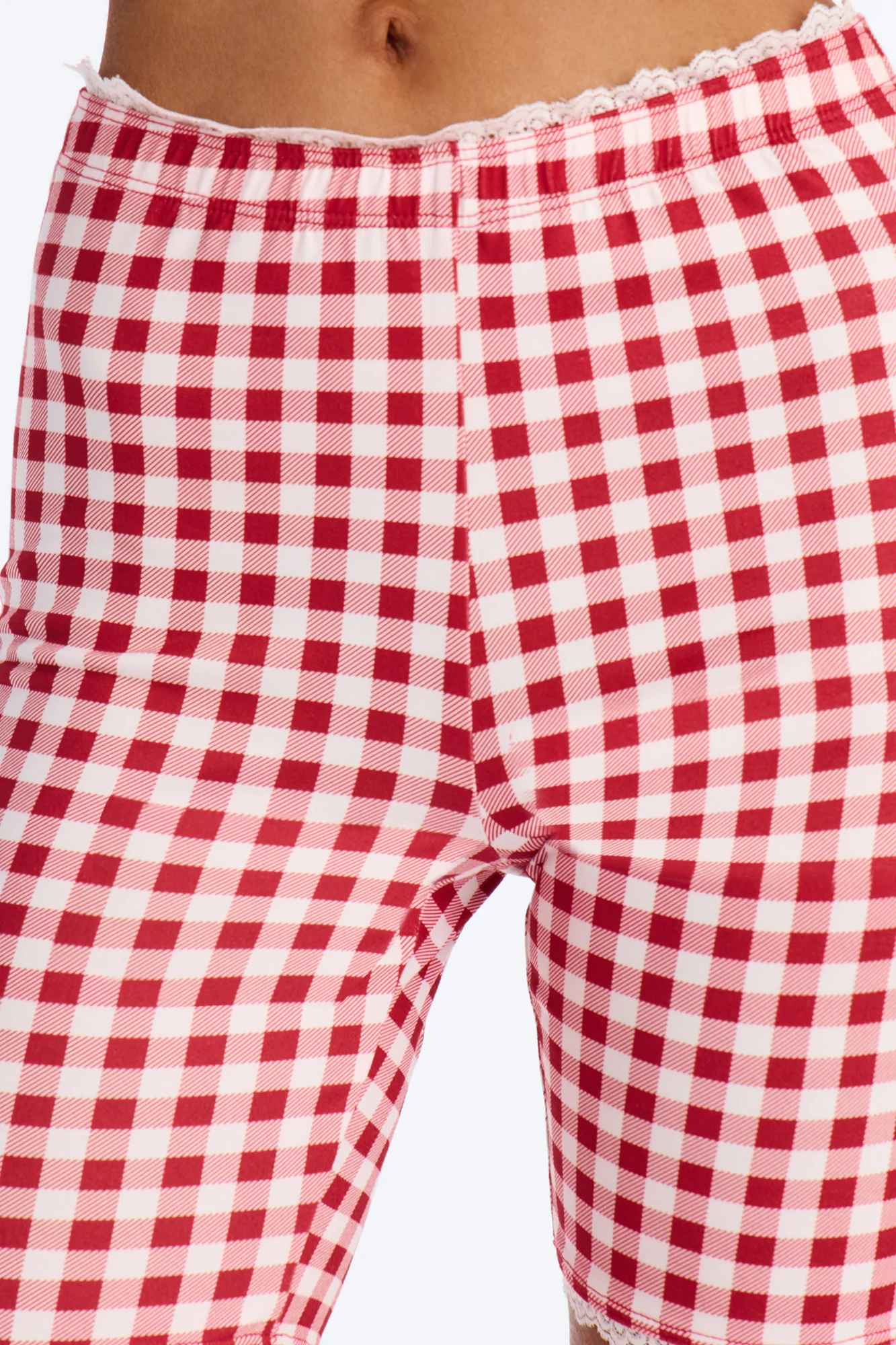 Florentina Lace Trim Biker Short - Red - Image 2