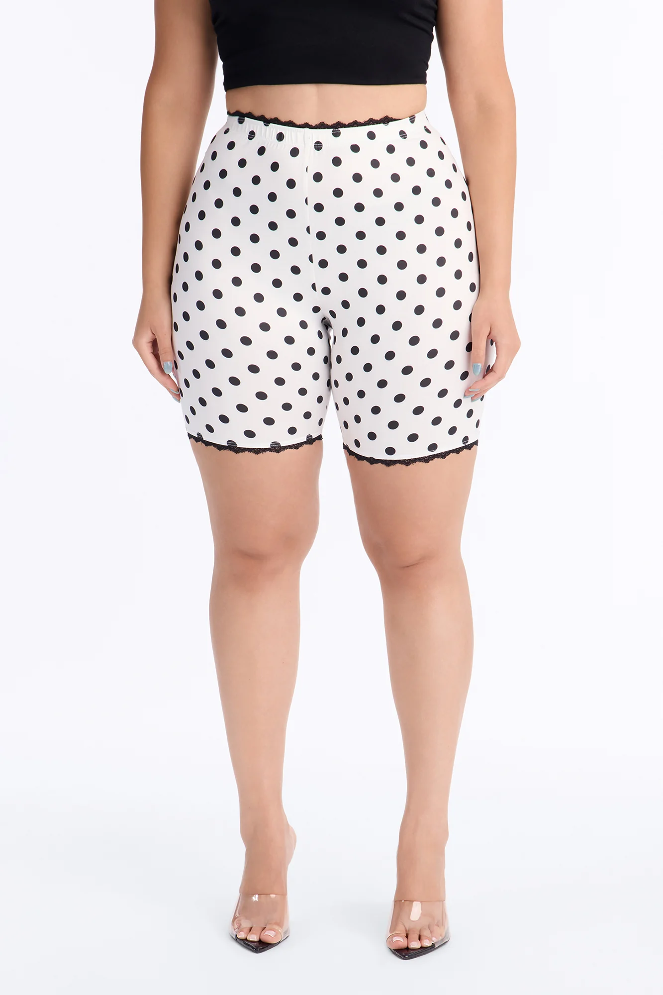 Florentina Lace Trim Biker Short - White/combo - Image 5