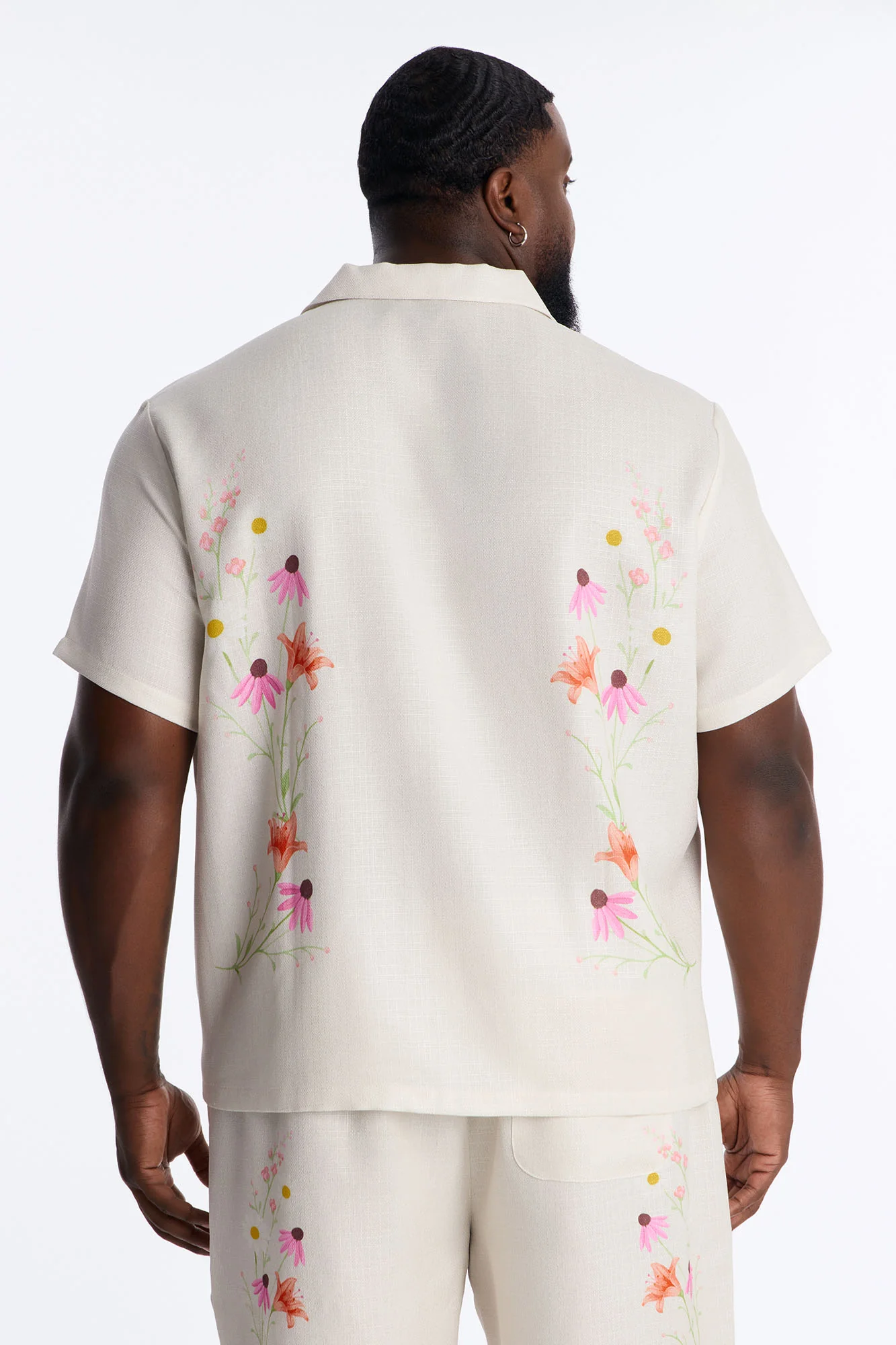 Florus Cuban Collar Button Up Shirt - Cream/combo - Image 4