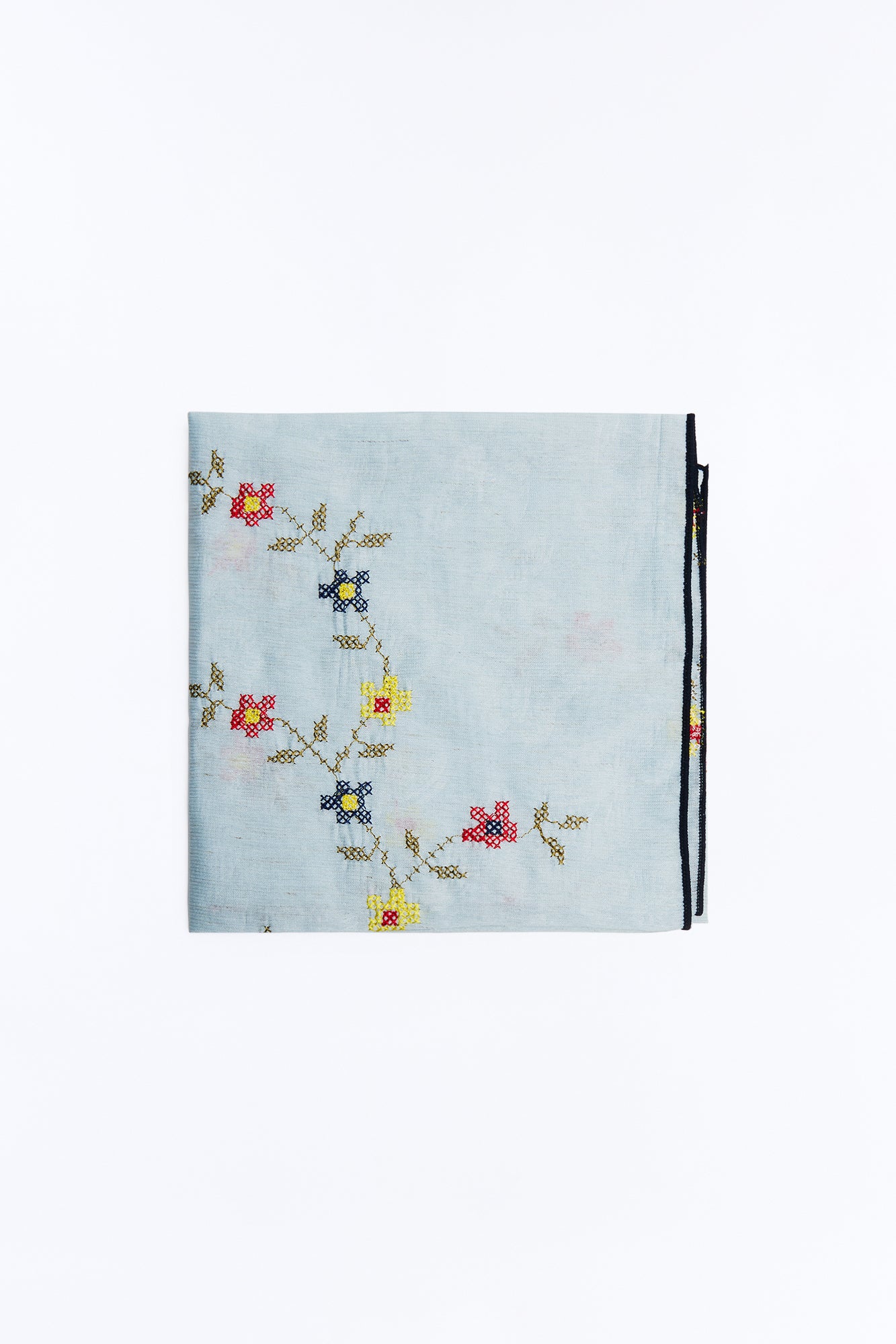 Flower Girl Embroidered Head Scarf - Blue/combo - Image 3