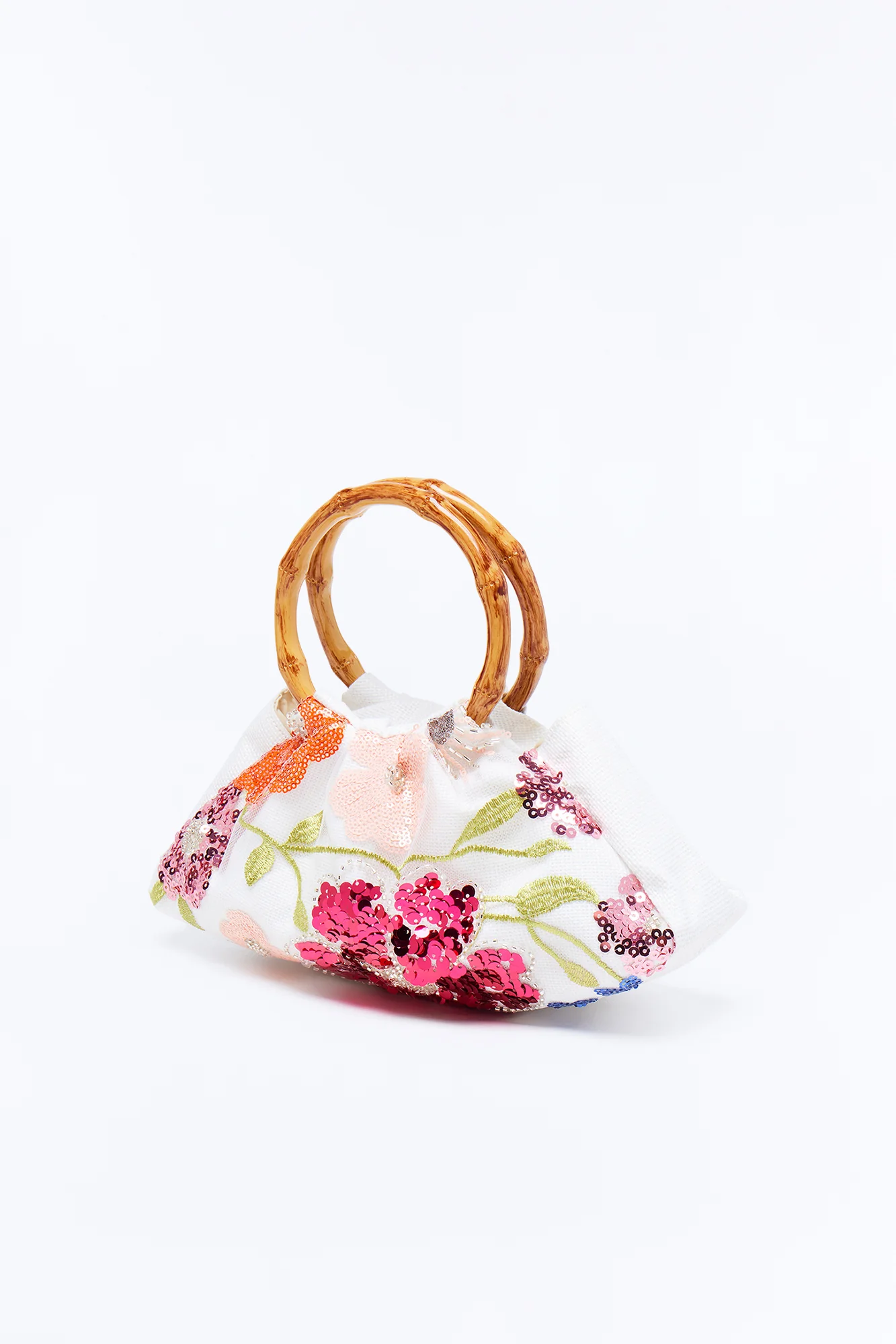 Flowers In Spring Sequin Satchel Handbag - Cream/combo - Image 4