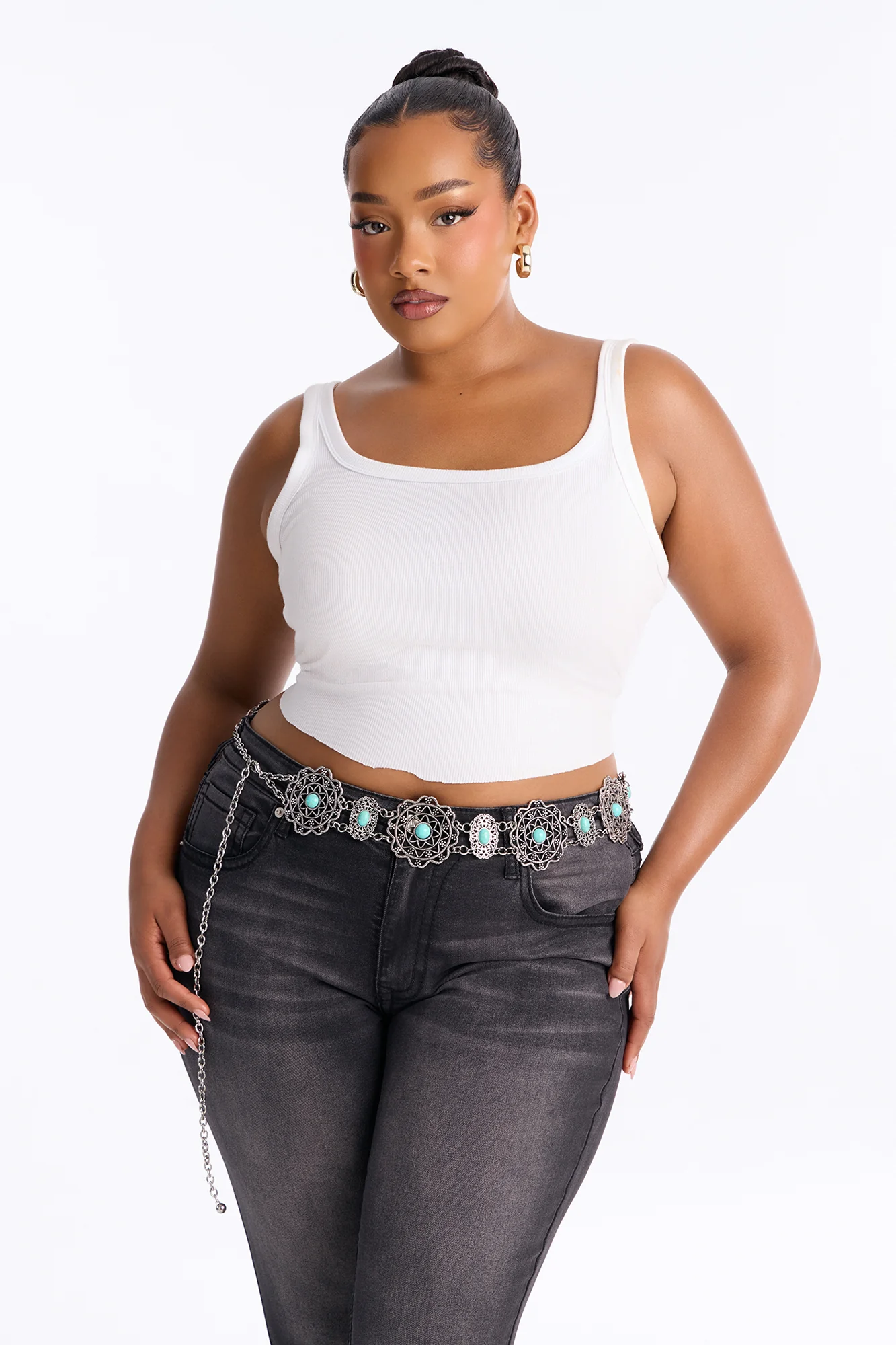 Flowers Of Metal Chain Belt - Silver/Combo - Image 5