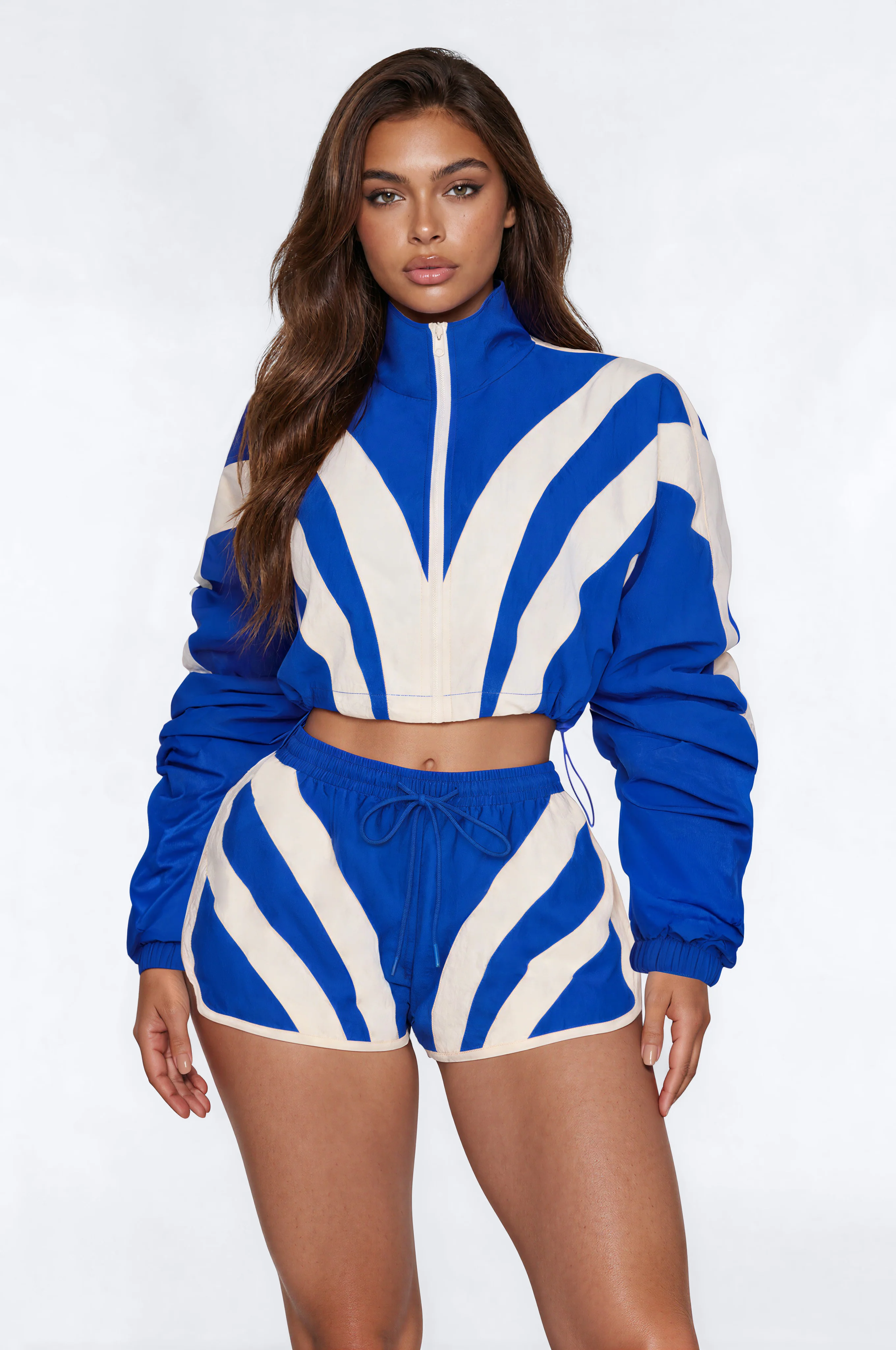 Fly Girl Era Color Block Windbreaker Jacket - Blue