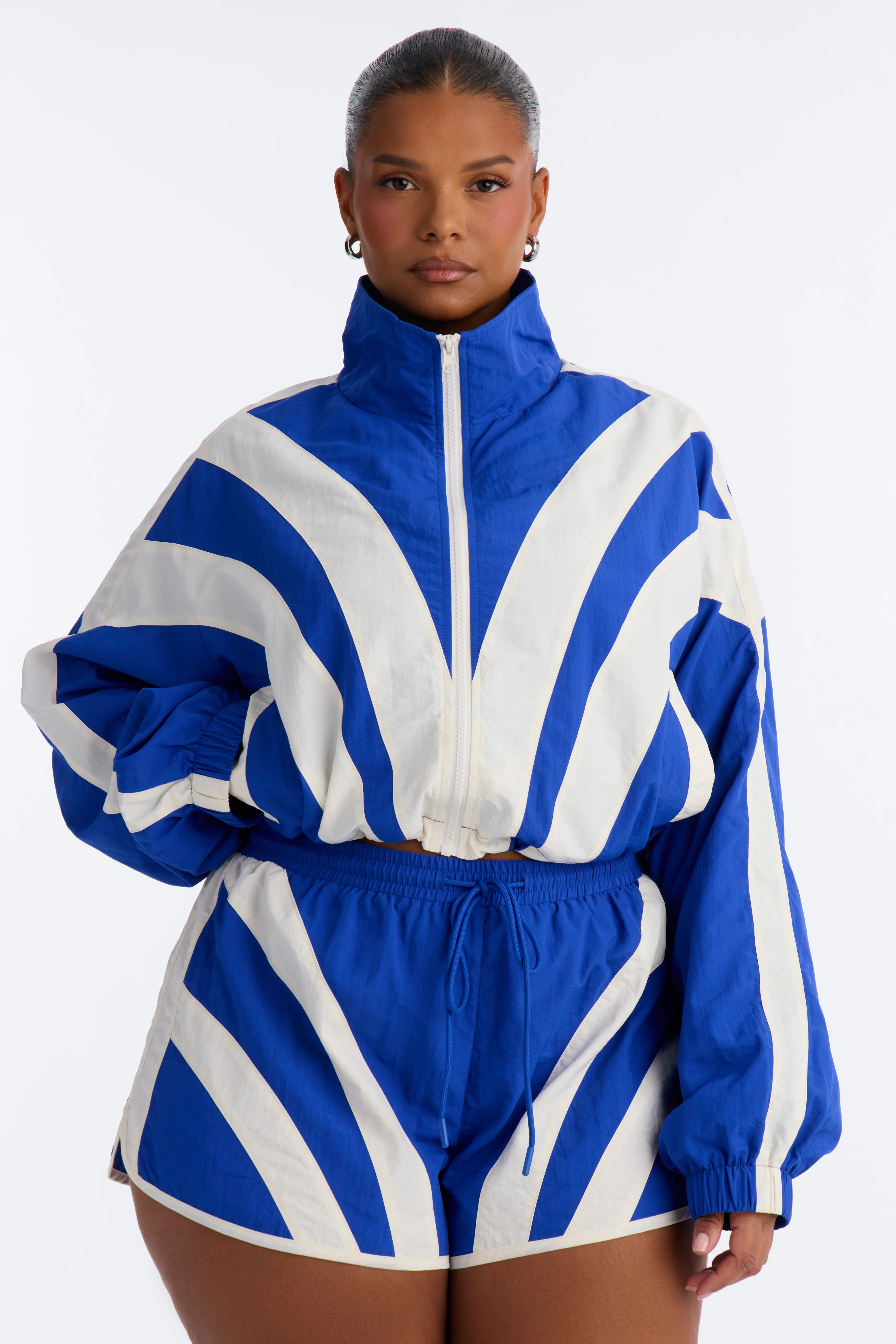 Fly Girl Era Color Block Windbreaker Jacket - Blue - Image 5