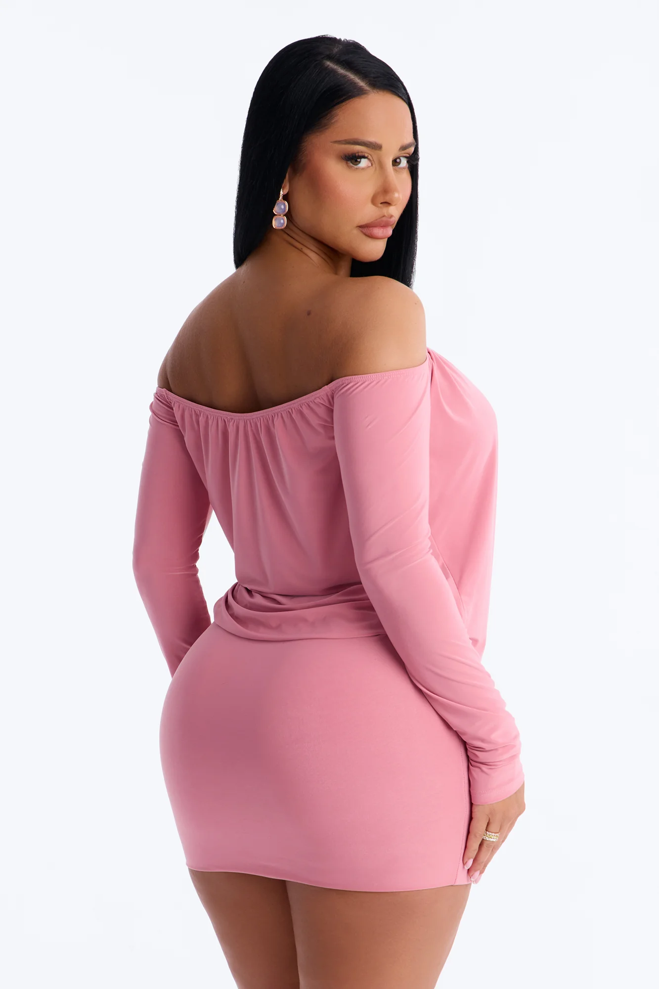 For The Plot Off Shoulder Mini Dress - Mauve - Image 4
