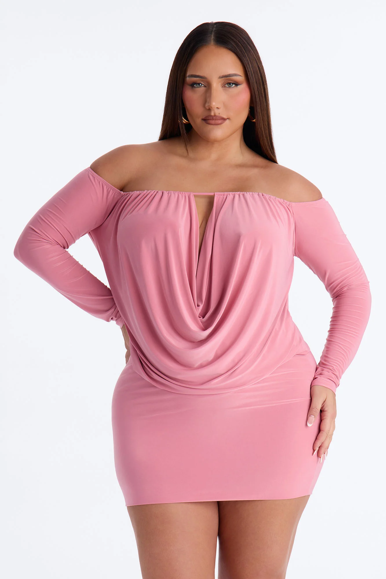 For The Plot Off Shoulder Mini Dress - Mauve - Image 5