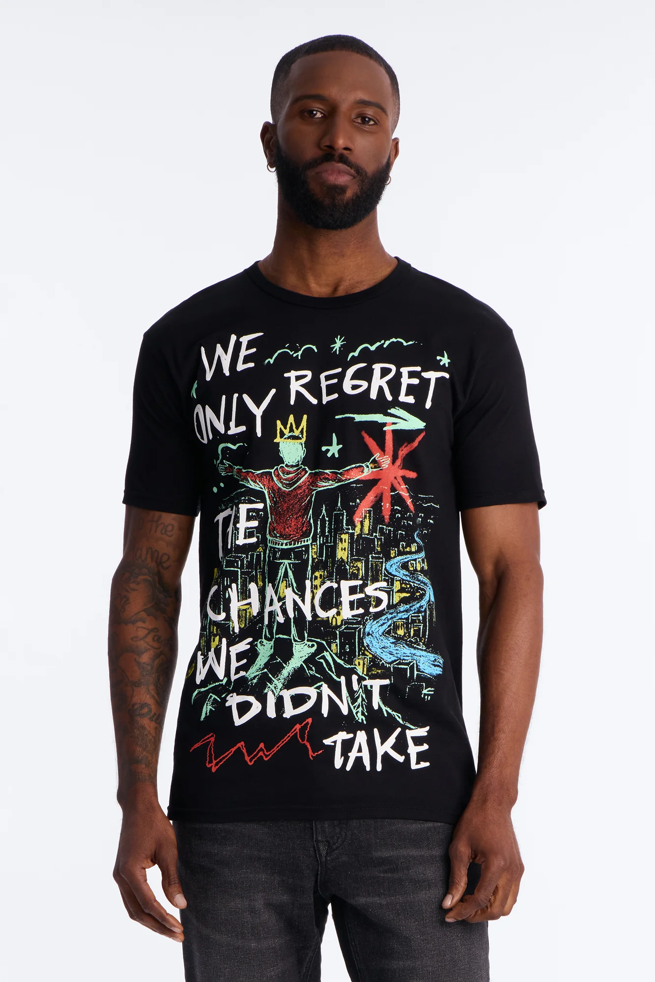 Fortunate Favors The Bold Puff Print Short Sleeve Tee - Black