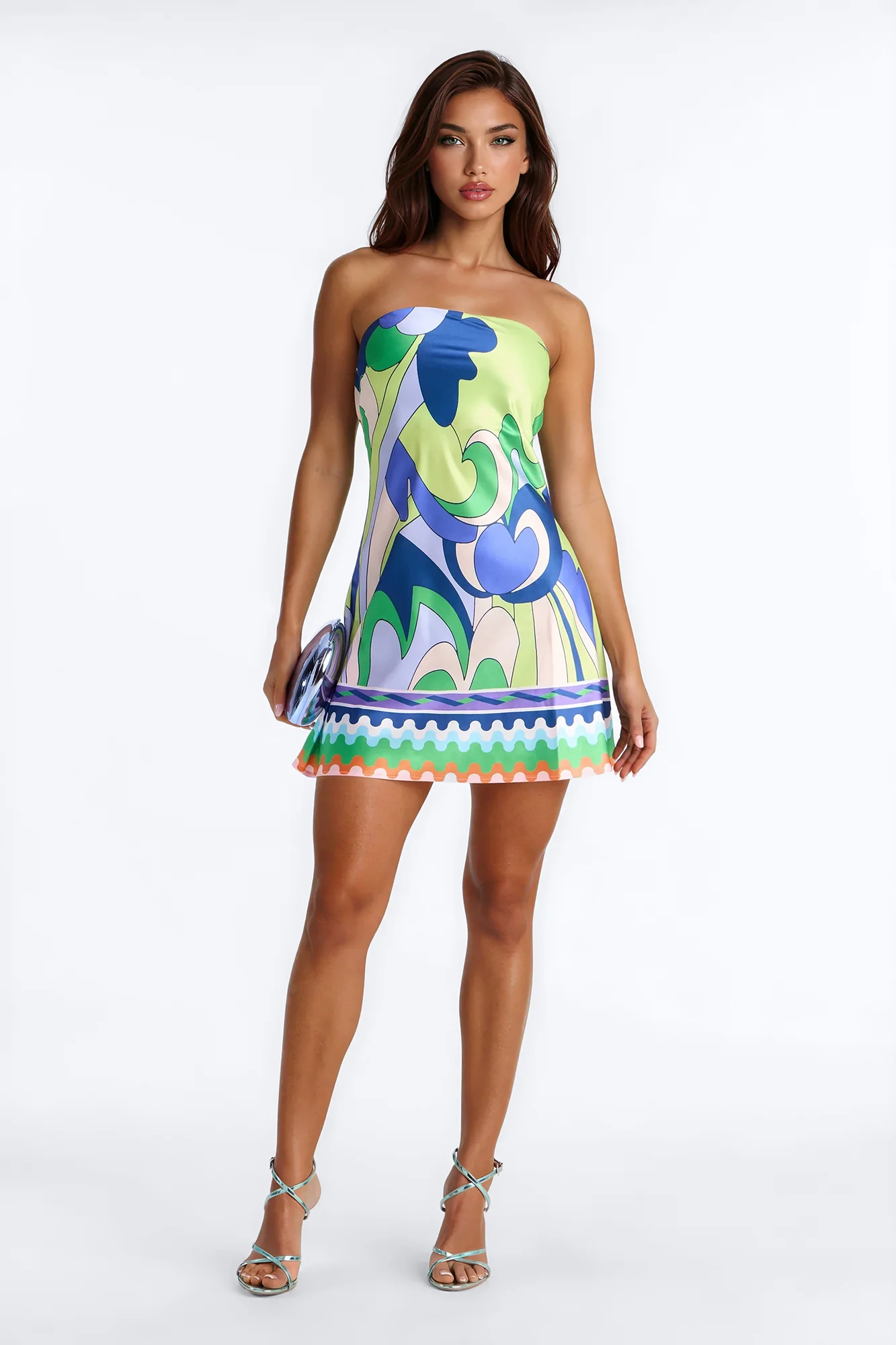 Foxy Strapless Satin Mini Dress - Purple/combo