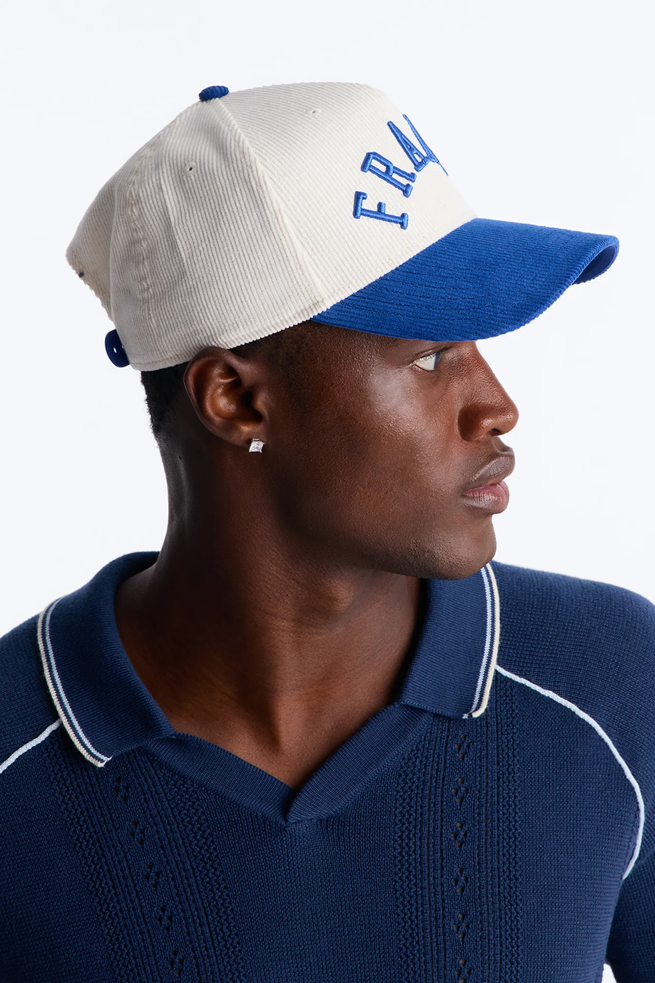 France Corduroy Baseball Hat - White/combo - Image 3