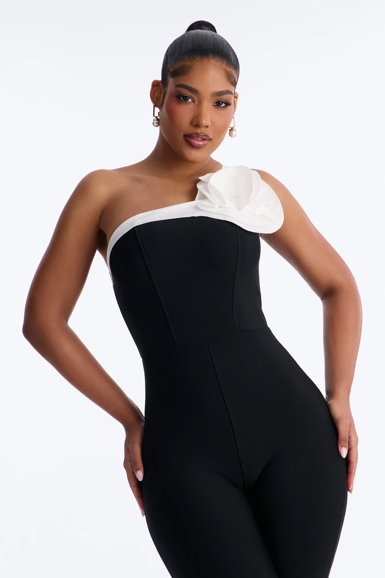 Fraya Bandage Flare Jumpsuit - Black - Image 2