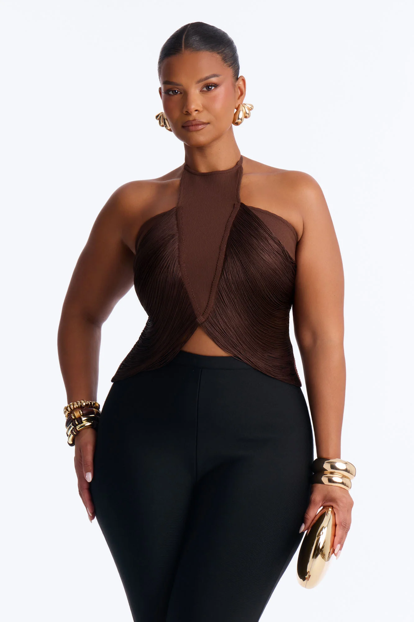 Frazia Fringe Halter Top - Chocolate - Image 4
