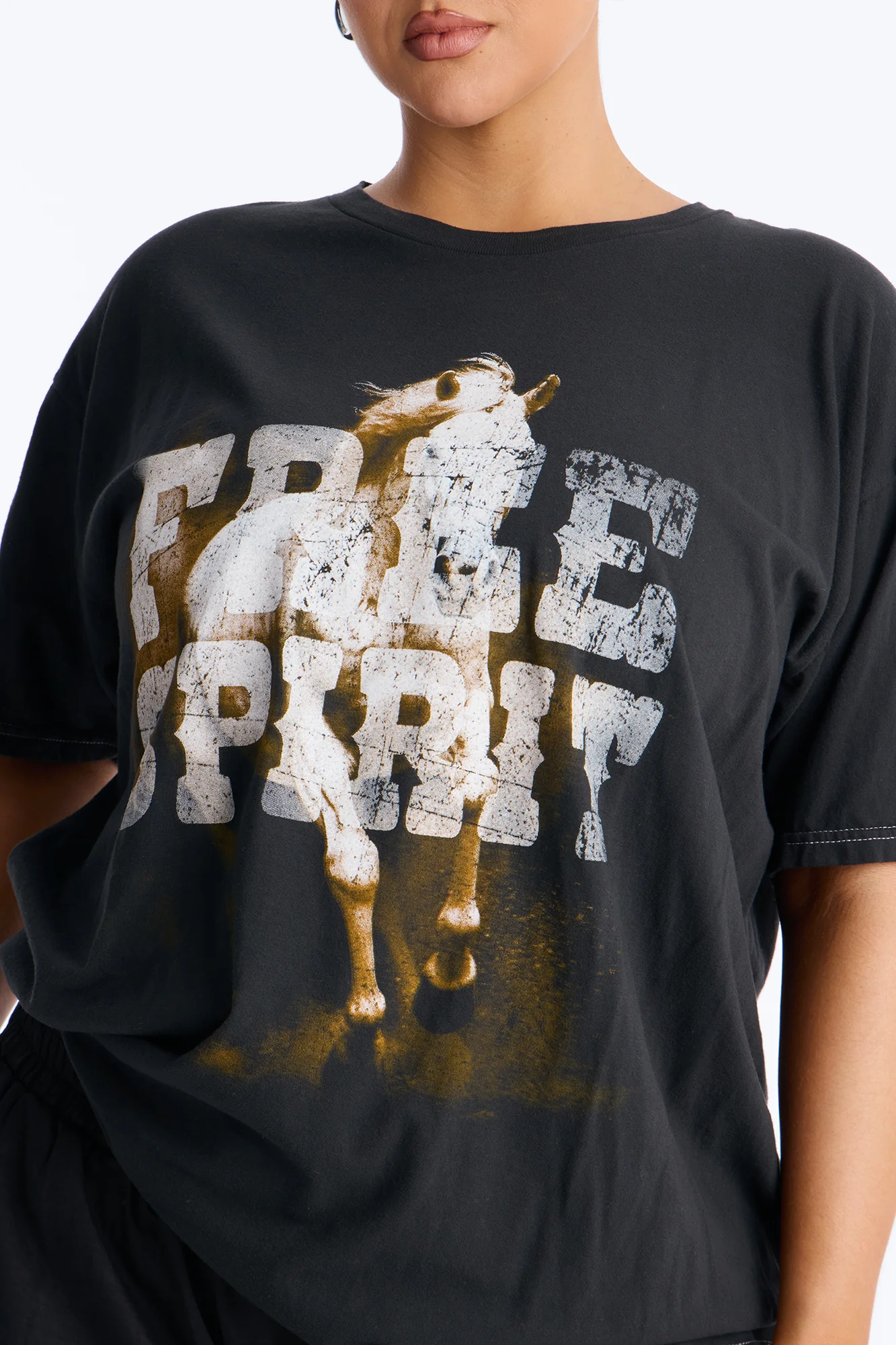 Free Spirit Horses Washed Tee - Black Wash - Image 7