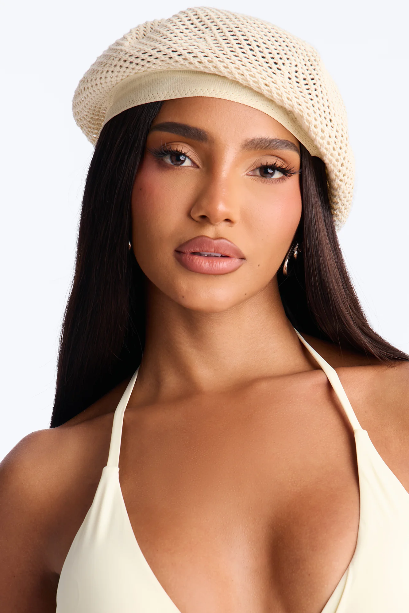 Freeform Crochet Beret - Ivory