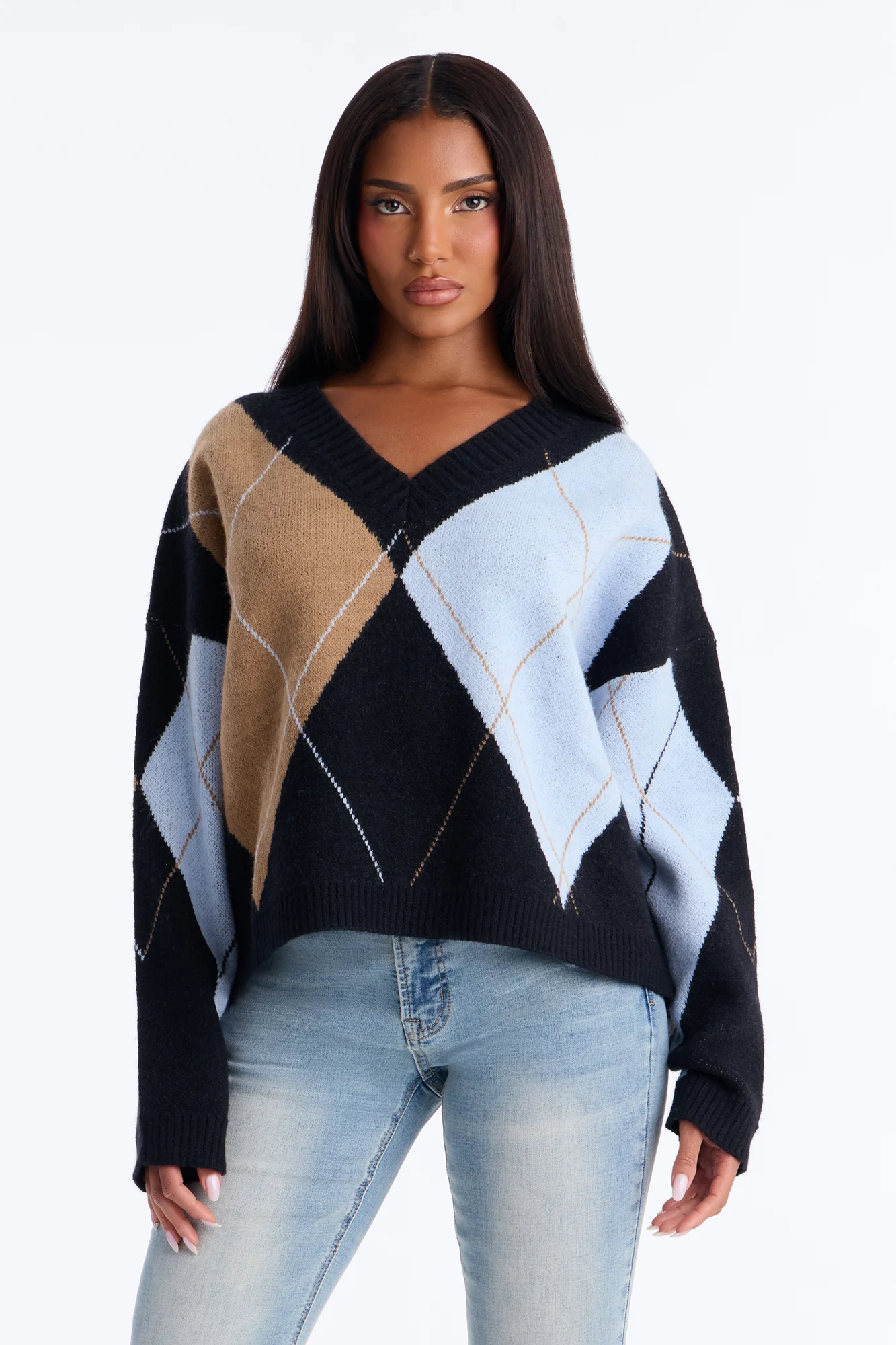 Fresh Breeze Argyle Sweater - Blue/combo