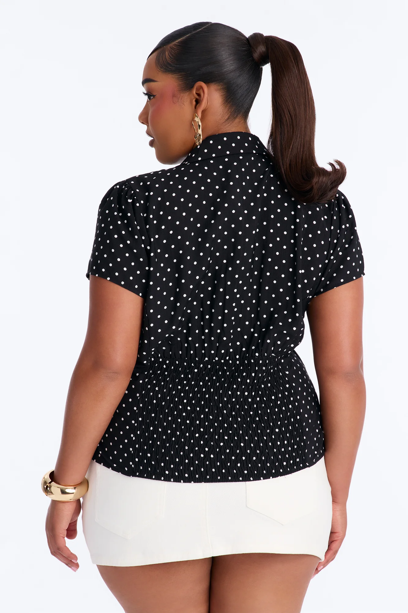 Fresh Season Polka Dot Linen Shirt - Black/White - Image 8