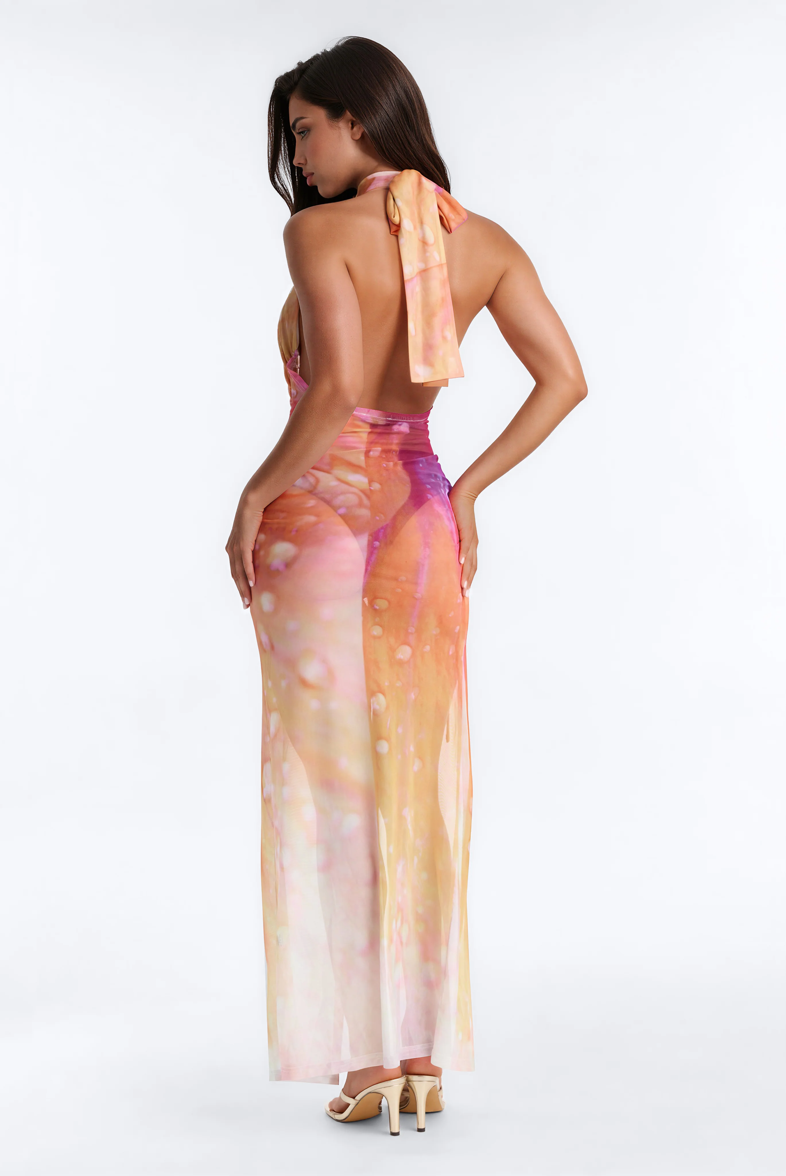 Freya Cut Out Mesh Maxi Dress - Purple/combo - Image 4