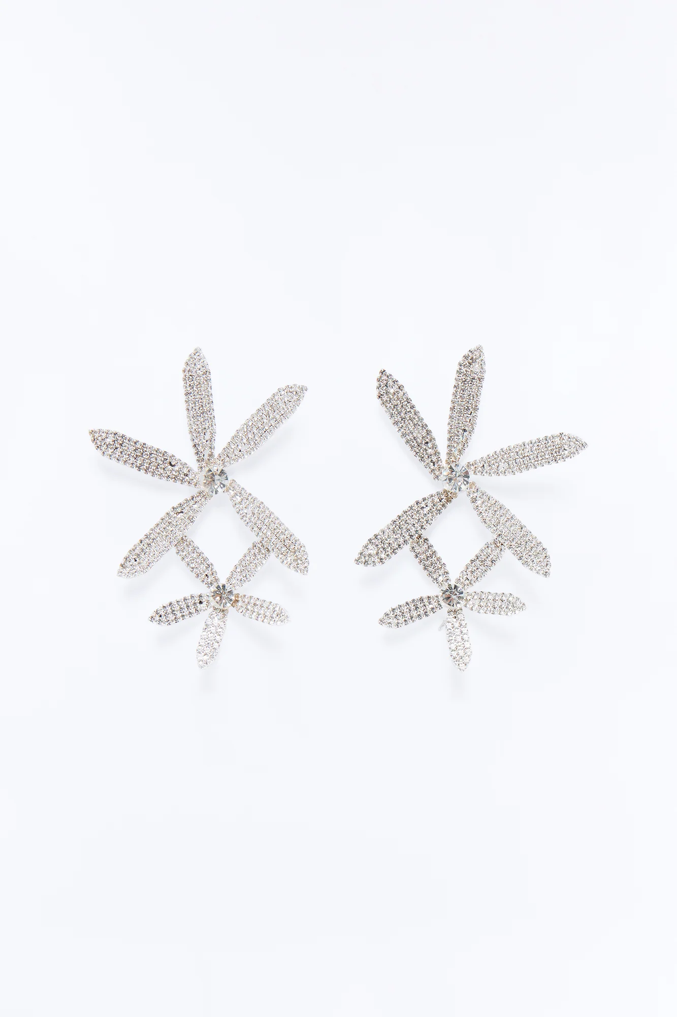 Frosted Floral Shine Earrings - Silver - Image 3